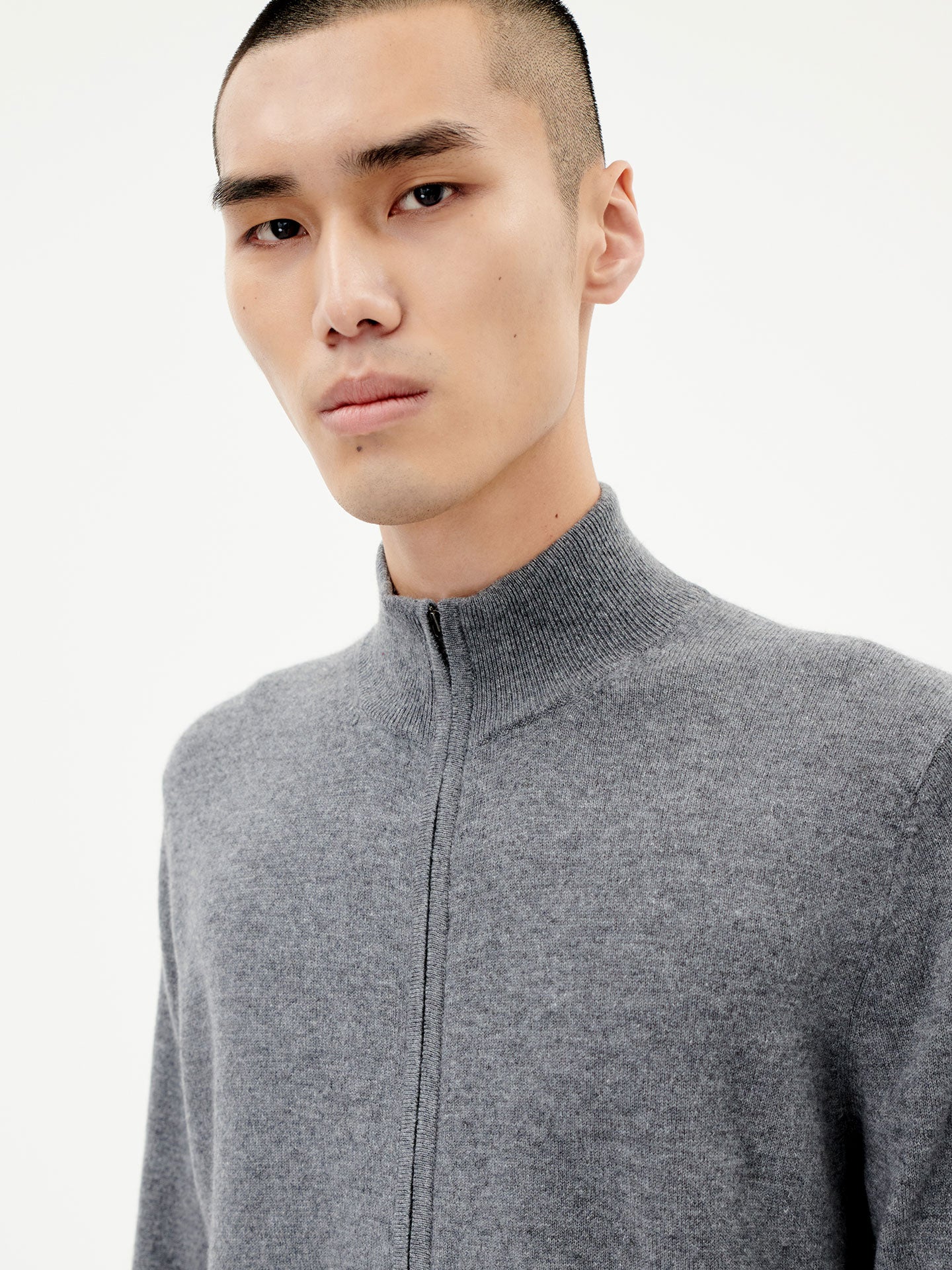 Men's Cashmere Full Zip Cardigan Dim Gray - Gobi Cashmere