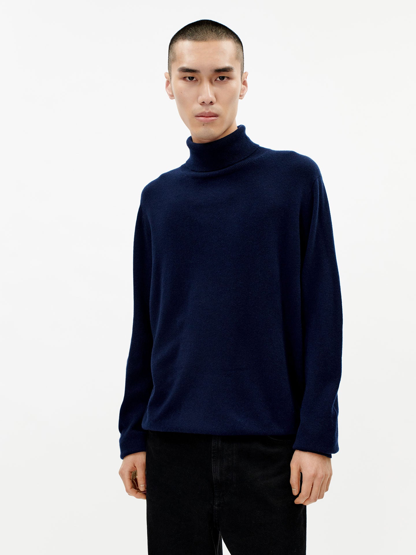 Mens Cashmere Basic Turtle Neck Sweater Navy Gobi Cashmere Gobi Cashmere Europe Gmbh 5554