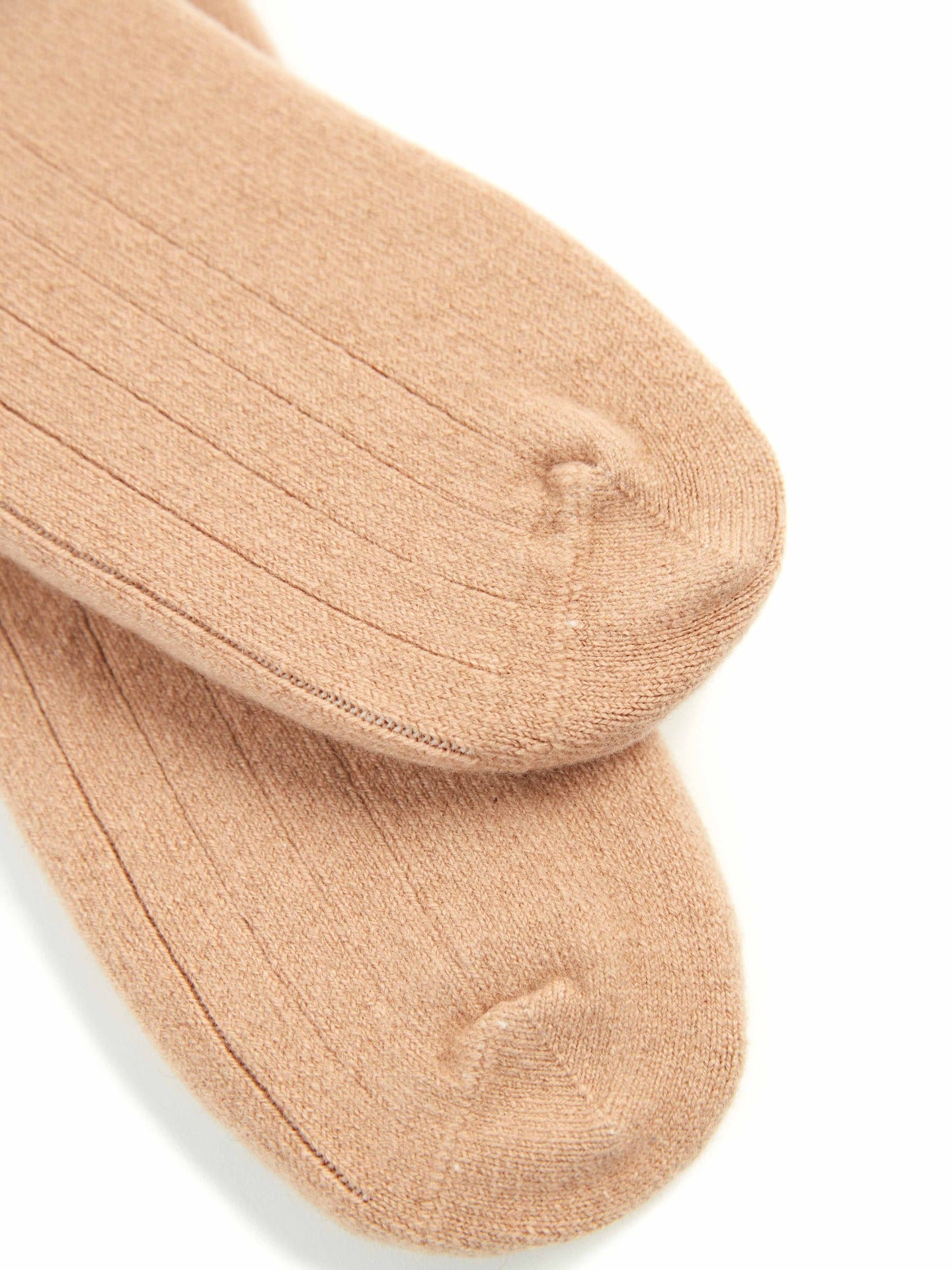 Unisex Cashmere Trim Knit Bed Socks Light Camel - Gobi Cashmere