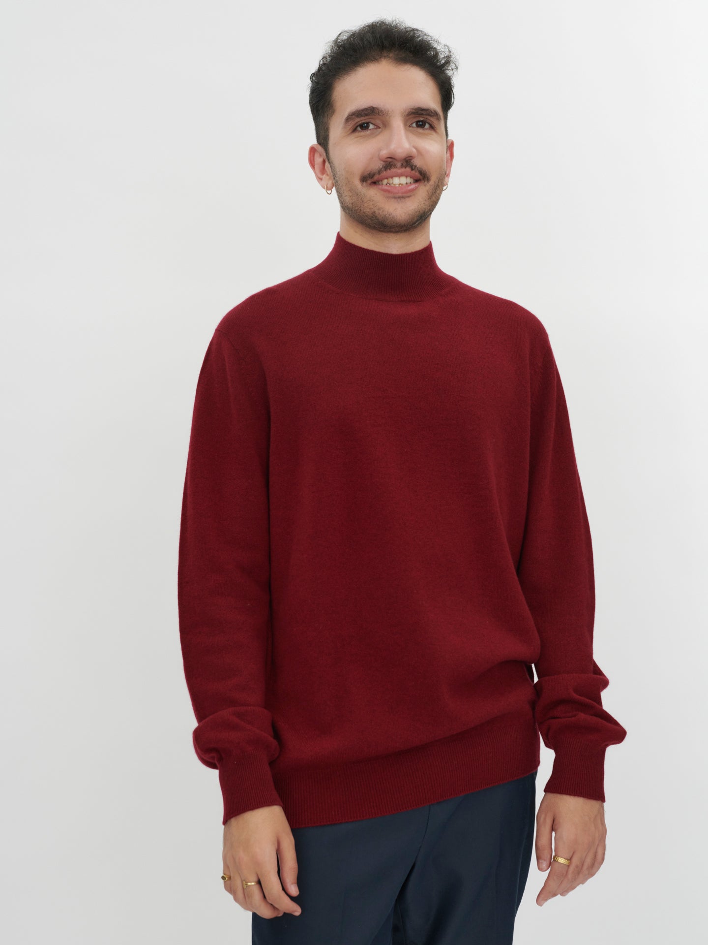 Men's Cashmere Mock Neck Sweater Red Gobi Cashmere Gobi Cashmere