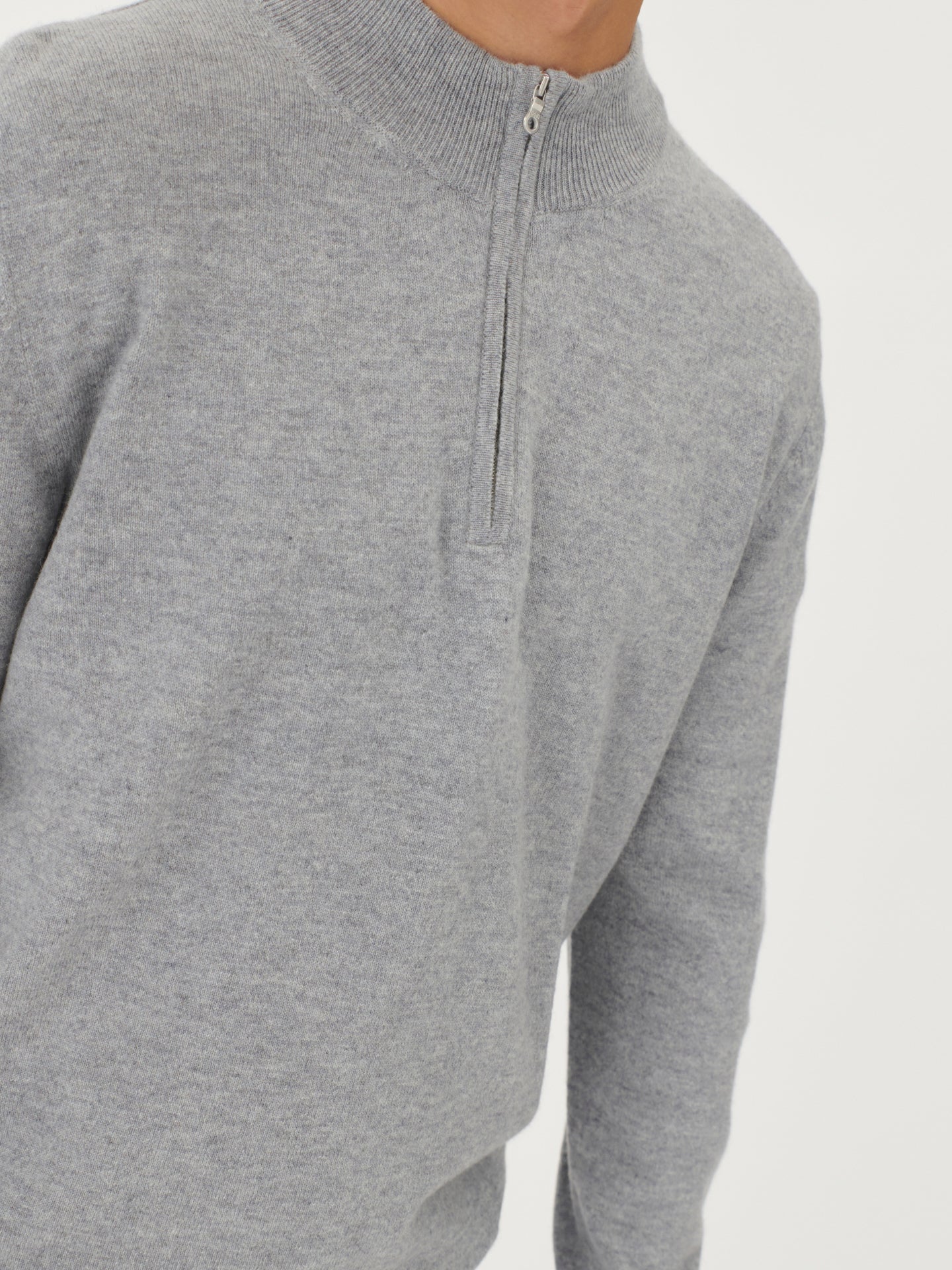 Men's Cashmere Half Zip Sweater Light Gray - Gobi Cashmere