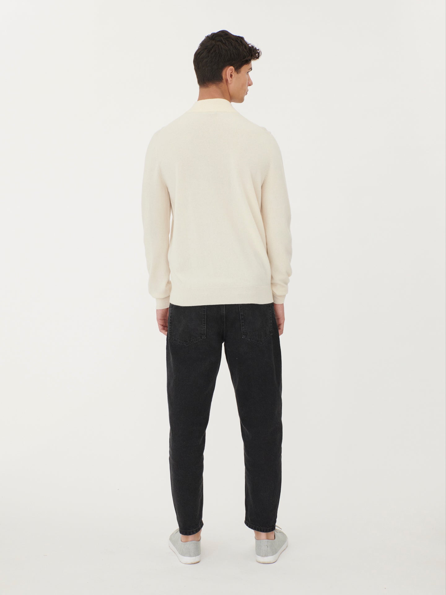 Men's Cashmere Half Zip Sweater Marshmallow - Gobi Cashmere