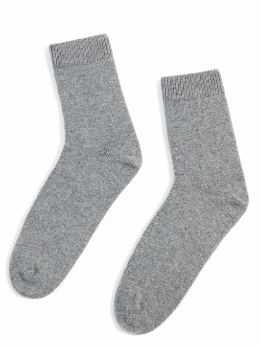 Unisex Cashmere Rib Knit Bed Socks Dim Gray - Gobi Cashmere