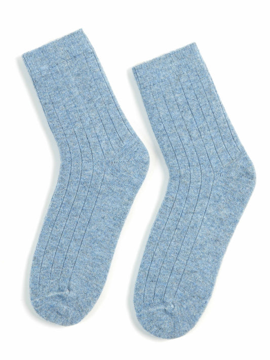 Unisex Cashmere  Trim Knit Bed Socks Riviera - Gobi Cashmere