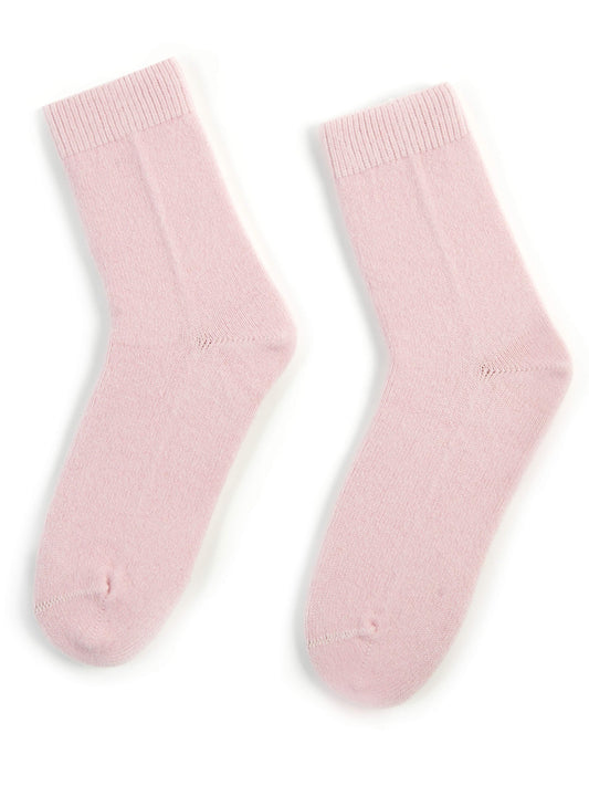Unisex Cashmere Rib Knit Bed Socks Almond Blossom - Gobi Cashmere