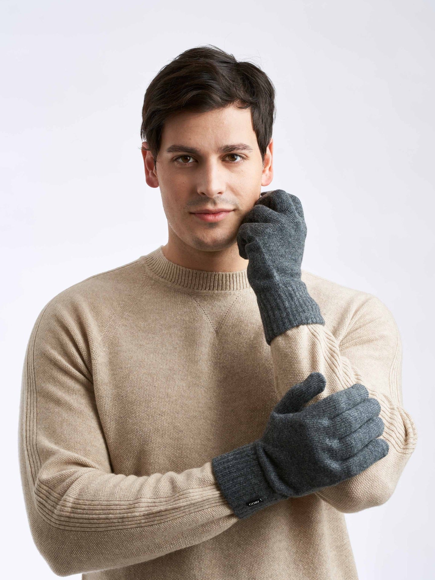 Men's Cashmere Gloves Gray Gobi Cashmere Gobi Cashmere Europe GmbH