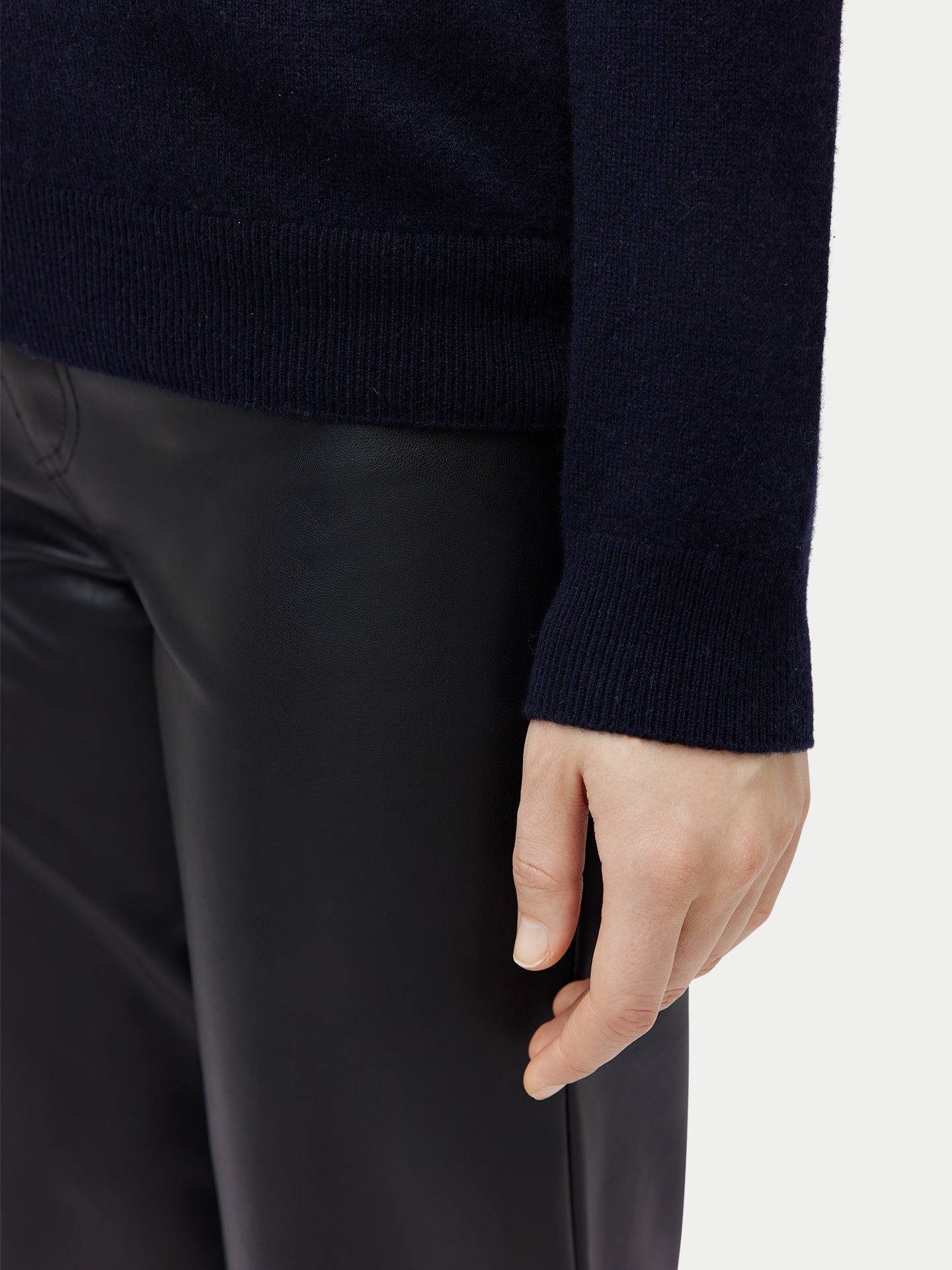 Women's Pure Cashmere Crew Neck Cardigan Navy Blazer | Gobi Cashmere