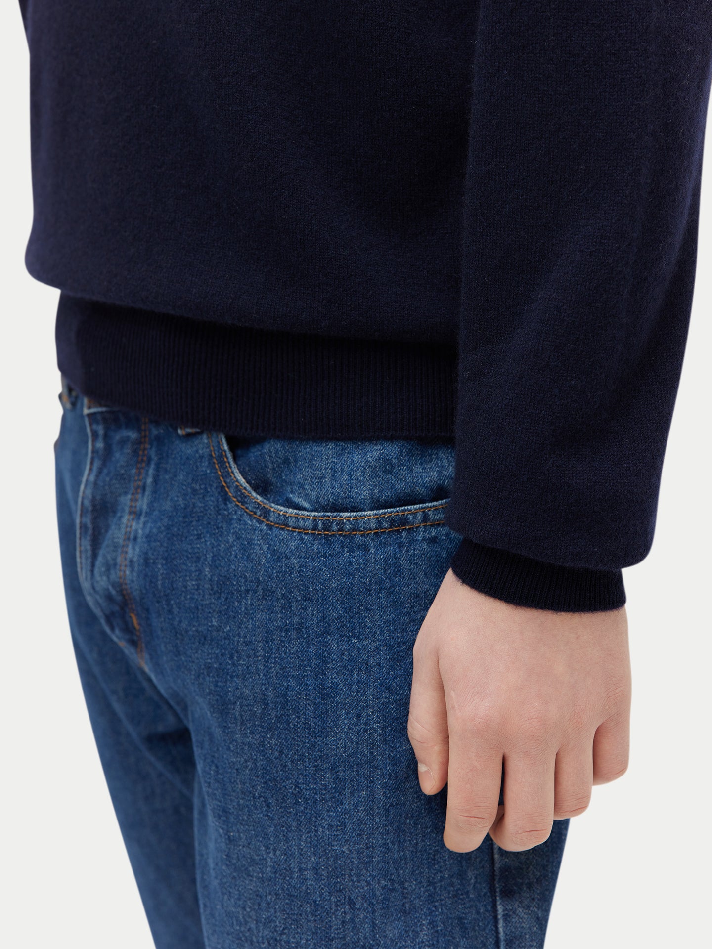 Men's Pure Cashmere Polo Sweater Navy Blazer | Gobi Cashmere