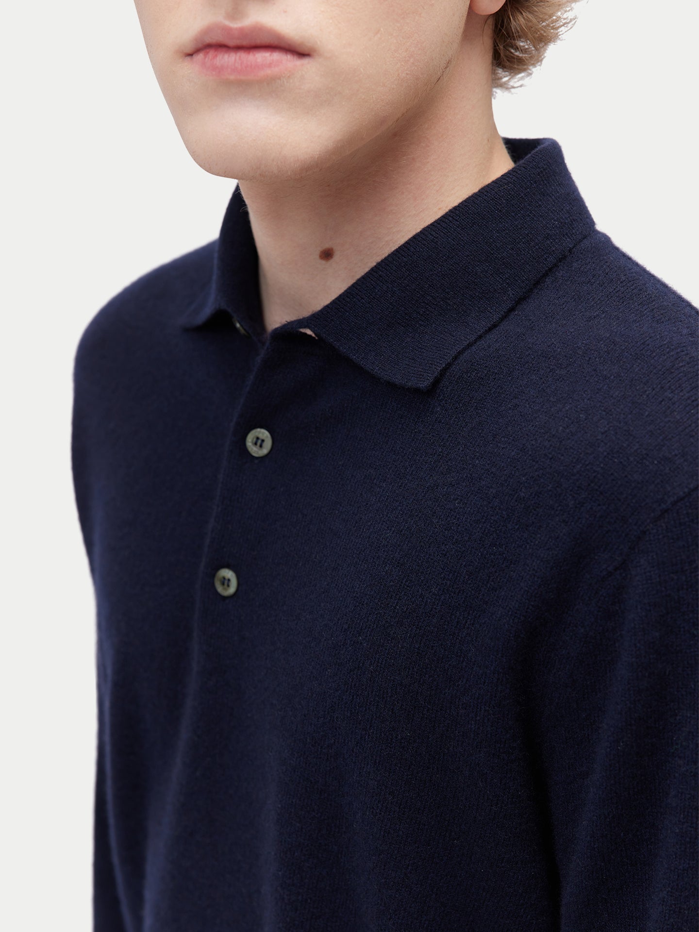 Men's Pure Cashmere Polo Sweater Navy Blazer | Gobi Cashmere