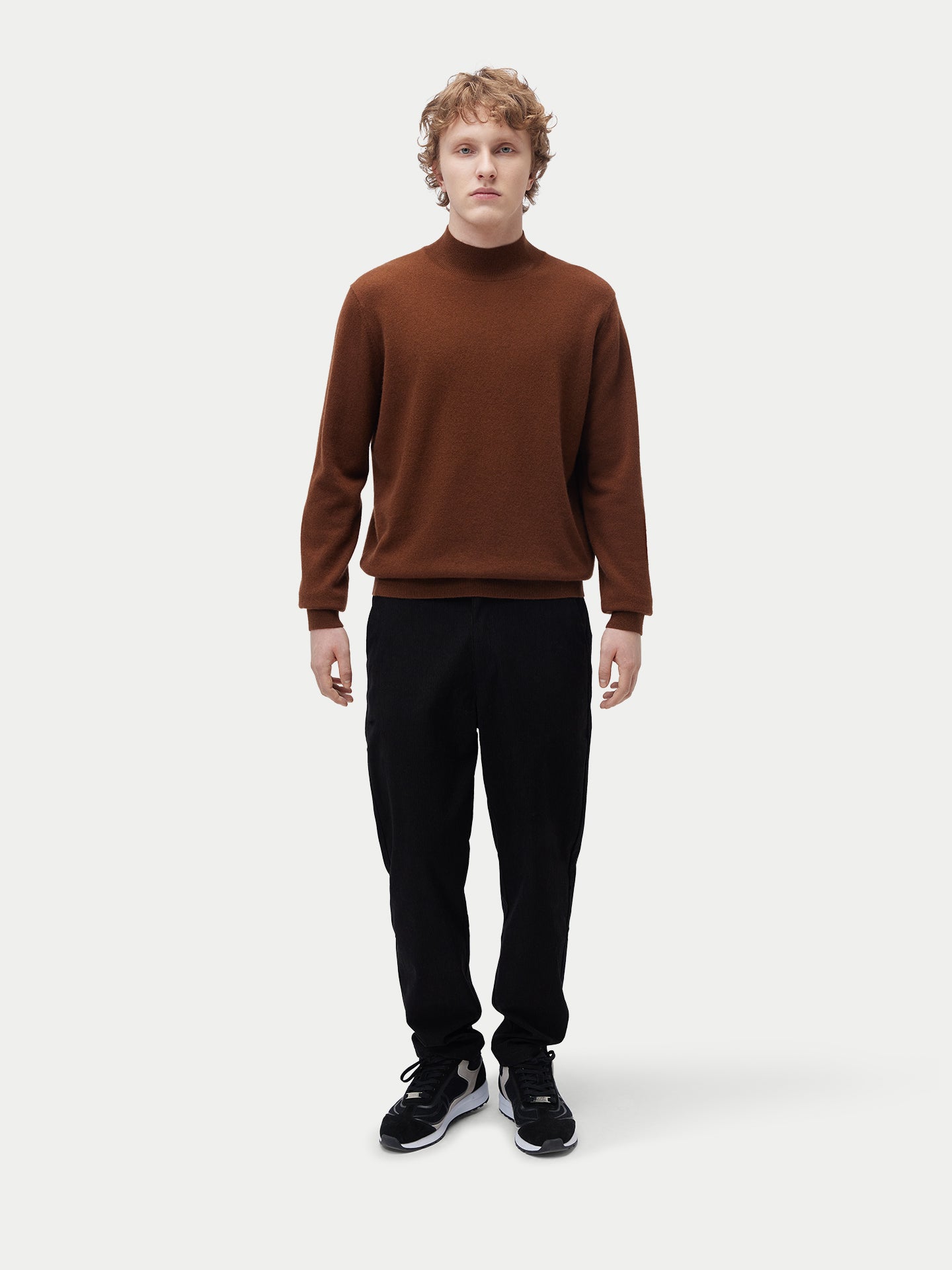 Men's Pure Cashmere Mock Neck Sweater Aztec | Gobi Cashmere