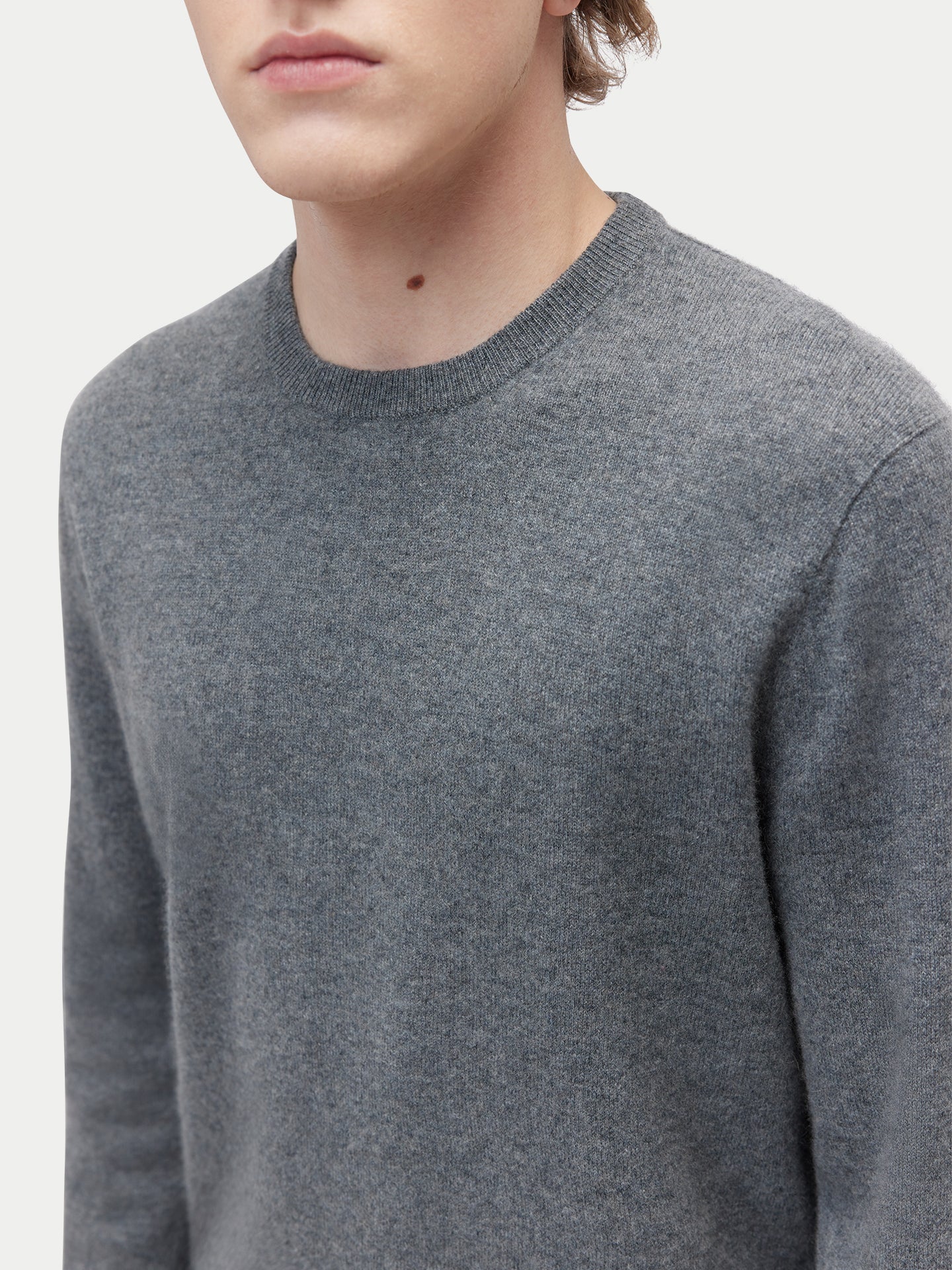 Men's Pure Cashmere Essential Crew Neck Sweater Steel Gray | Gobi Cashmere