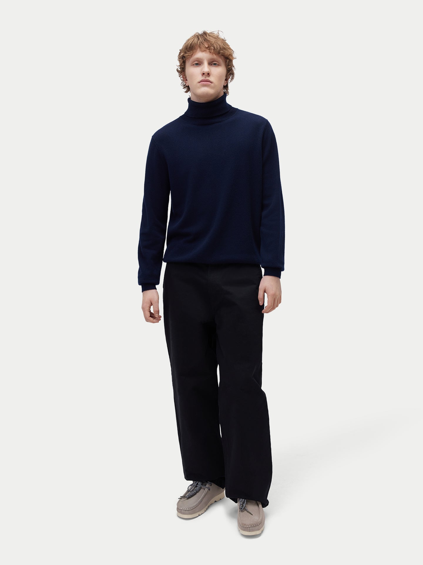 Men's Pure Cashmere Essential Turtle Neck Sweater Navy | Gobi Cashmere