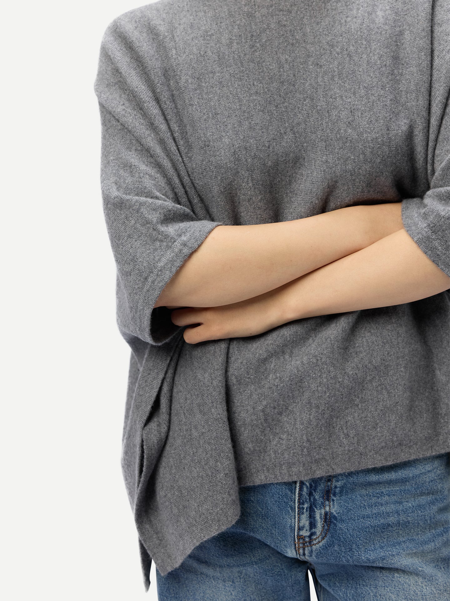 Boat-Neck Cashmere Poncho