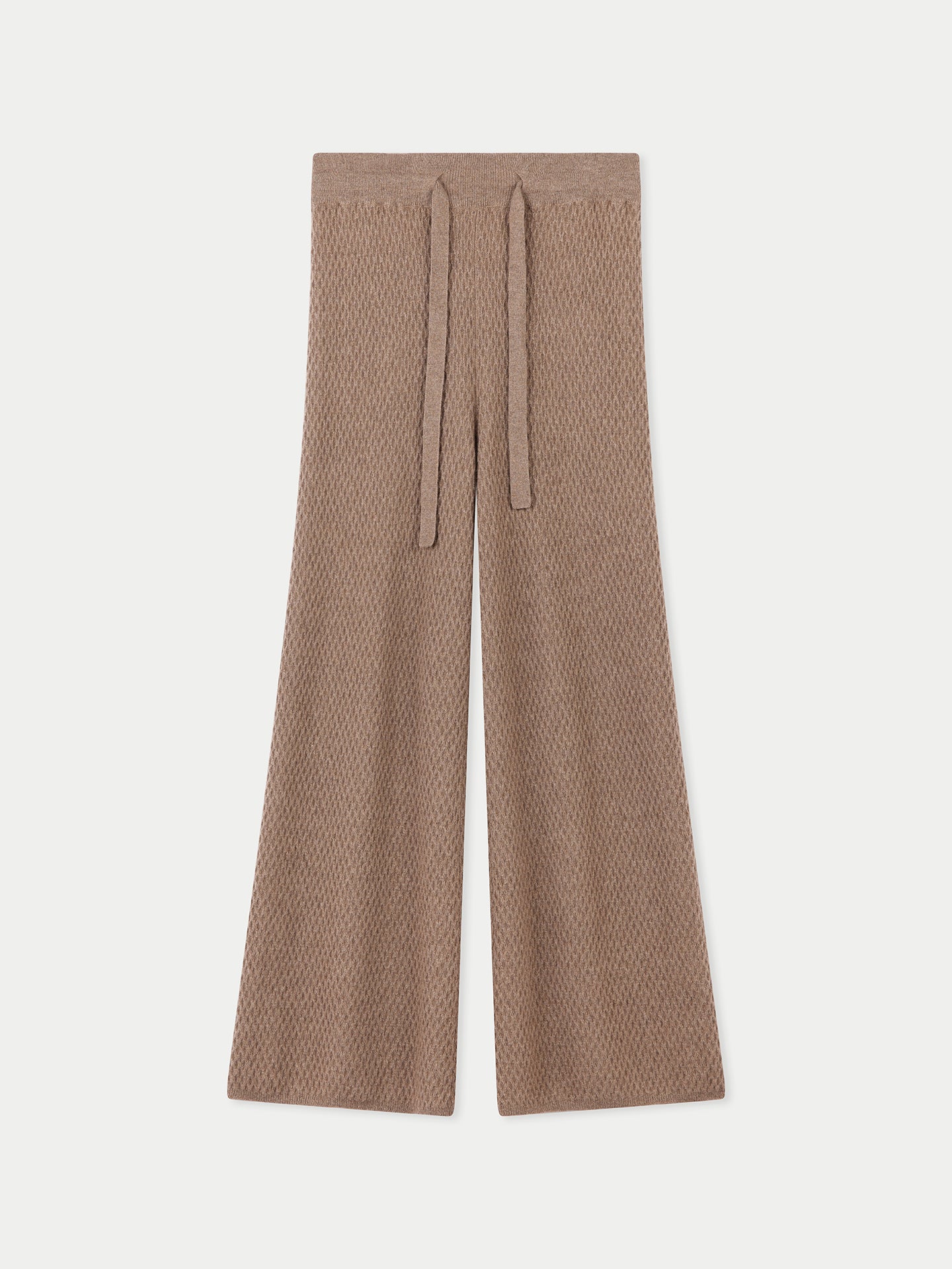 Women's Organic Textured Knit Cashmere Pants Taupe - Gobi Cashmere