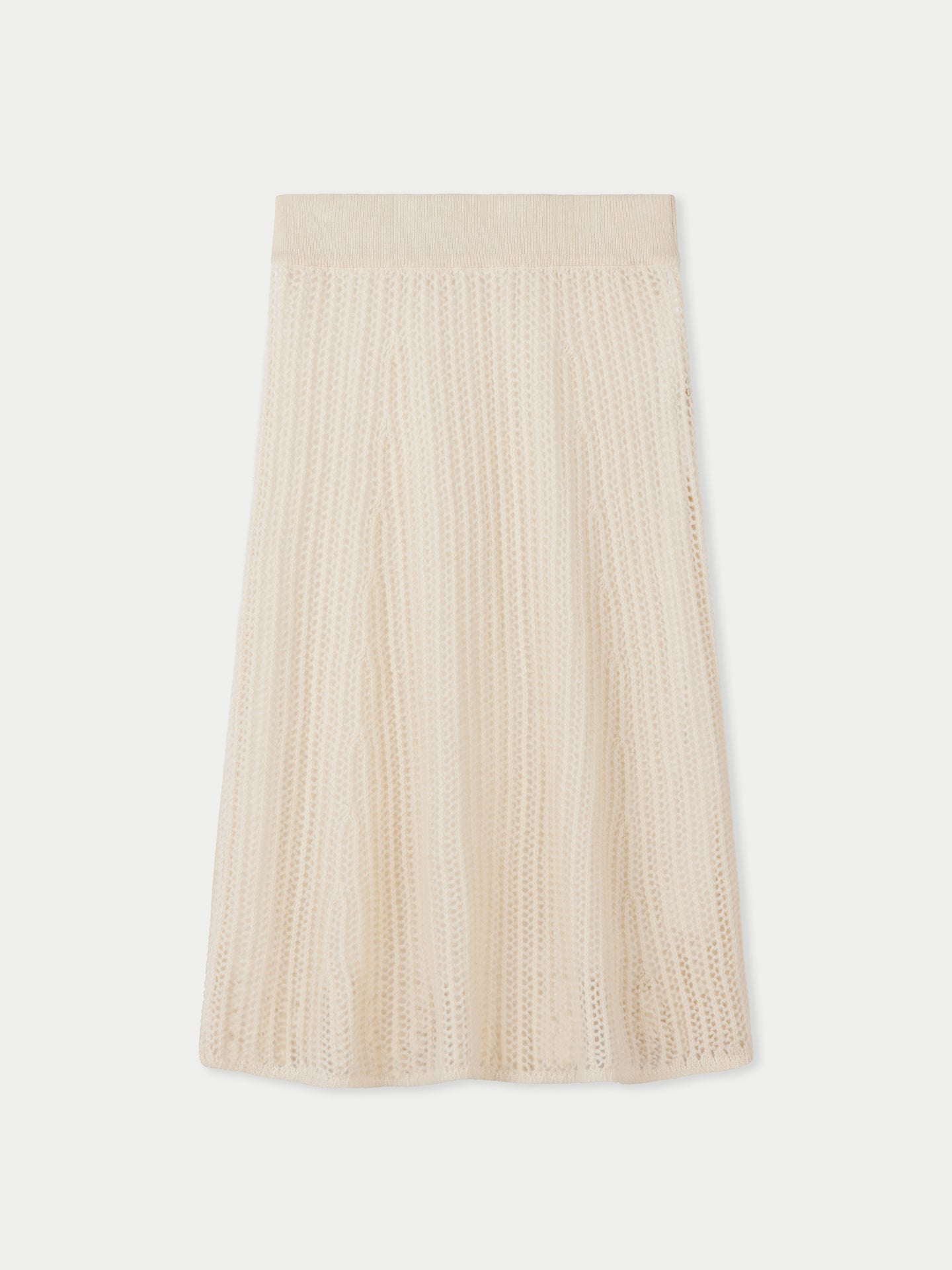 Women's Organic Ajour Knit Cashmere Skirt Off White - Gobi Cashmere