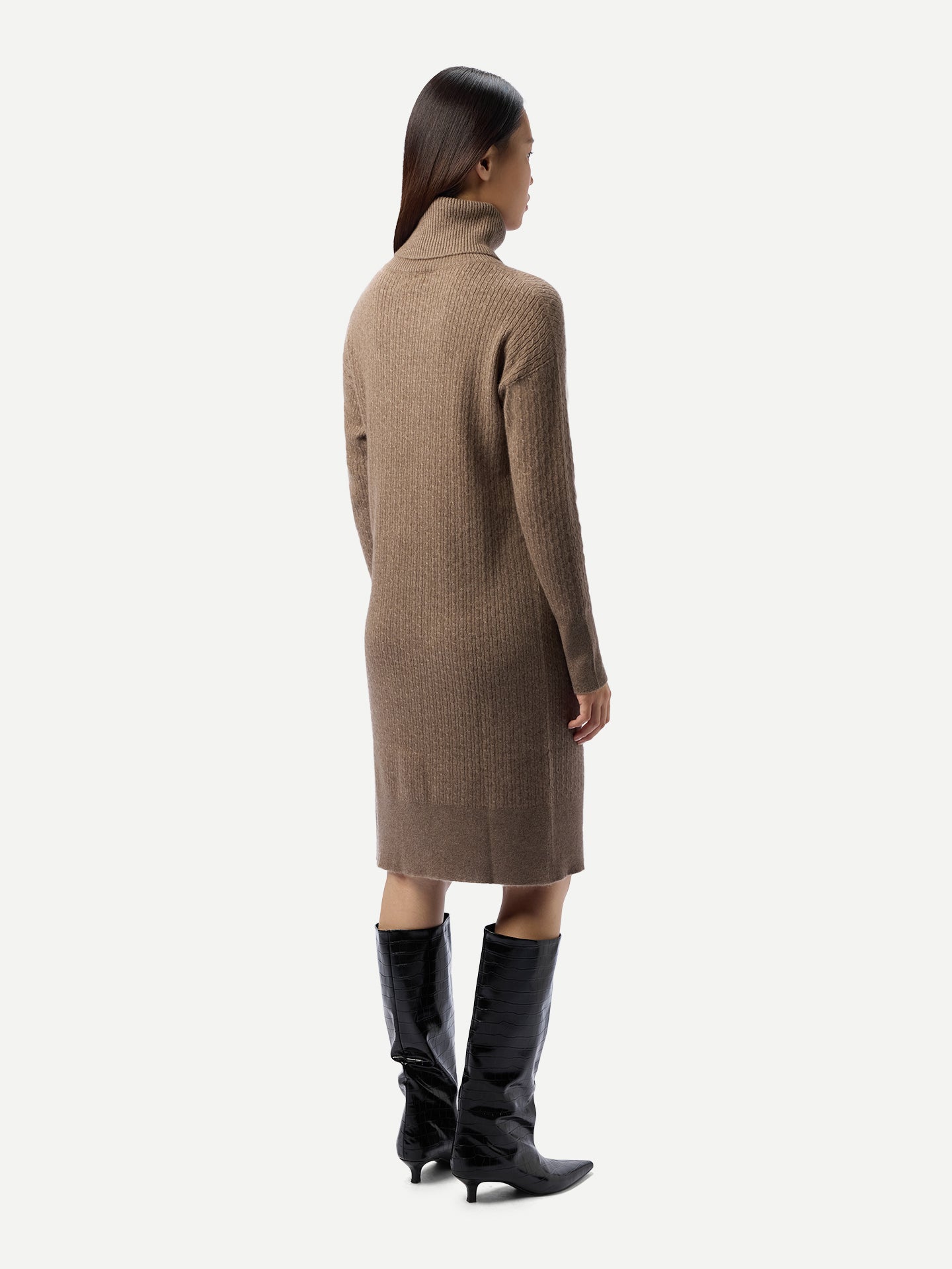 Organic Colour Seamless Turtleneck Cashmere Dress
