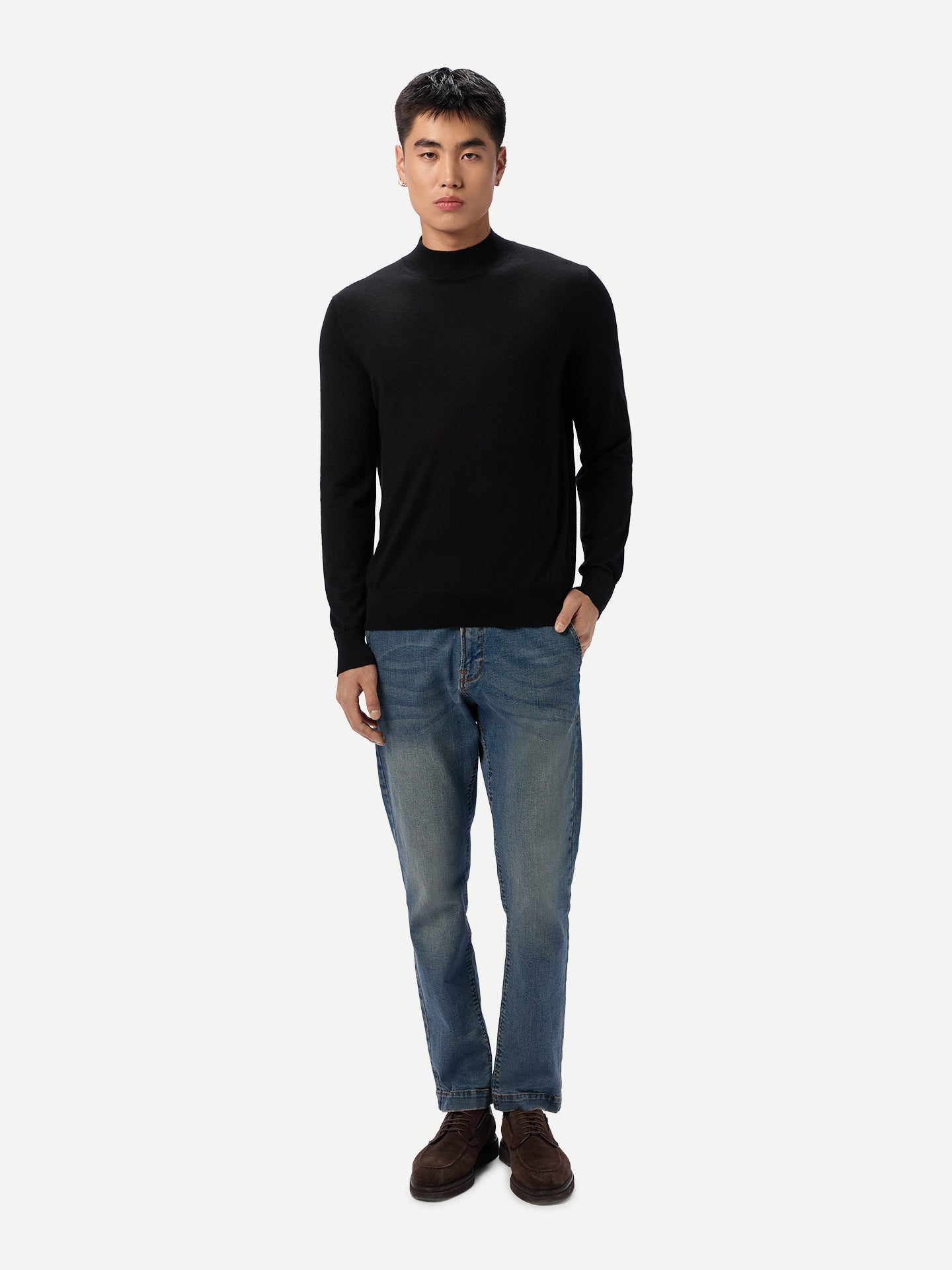 Men Cashmere Silk High Neck  Sweater
