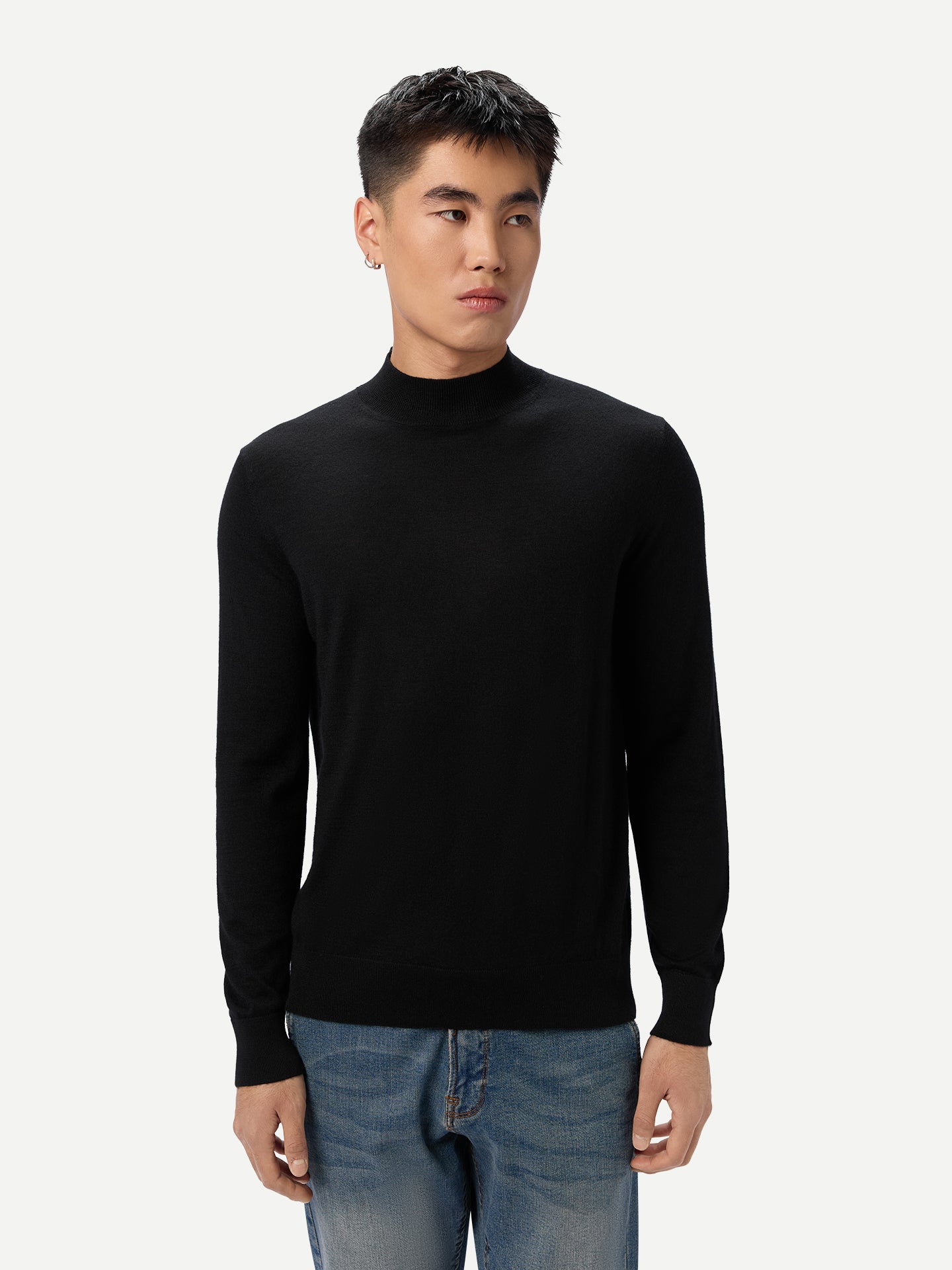 Men Cashmere Silk High Neck  Sweater