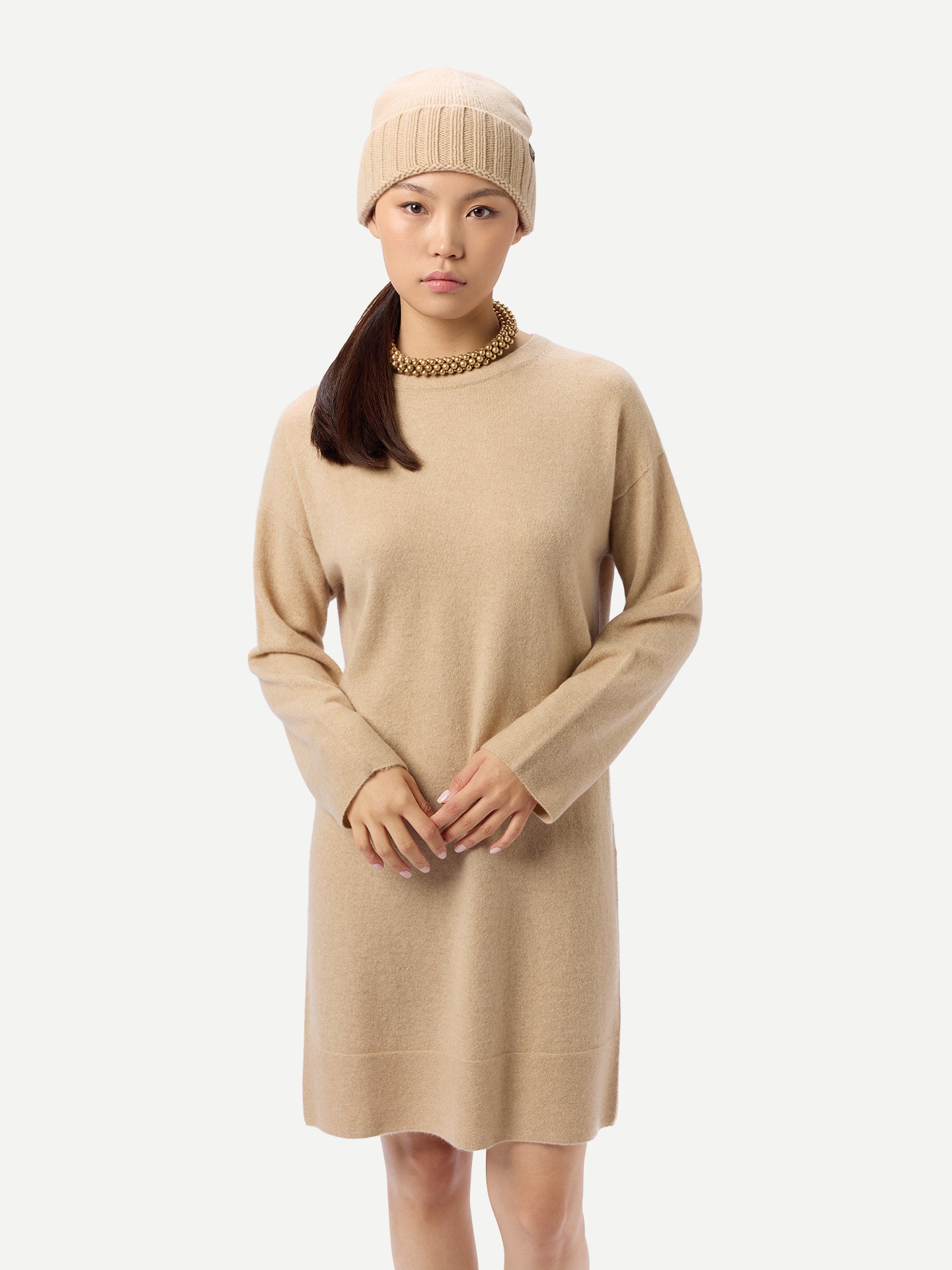 Organic Colour Seamless Crewneck Cashmere Dress