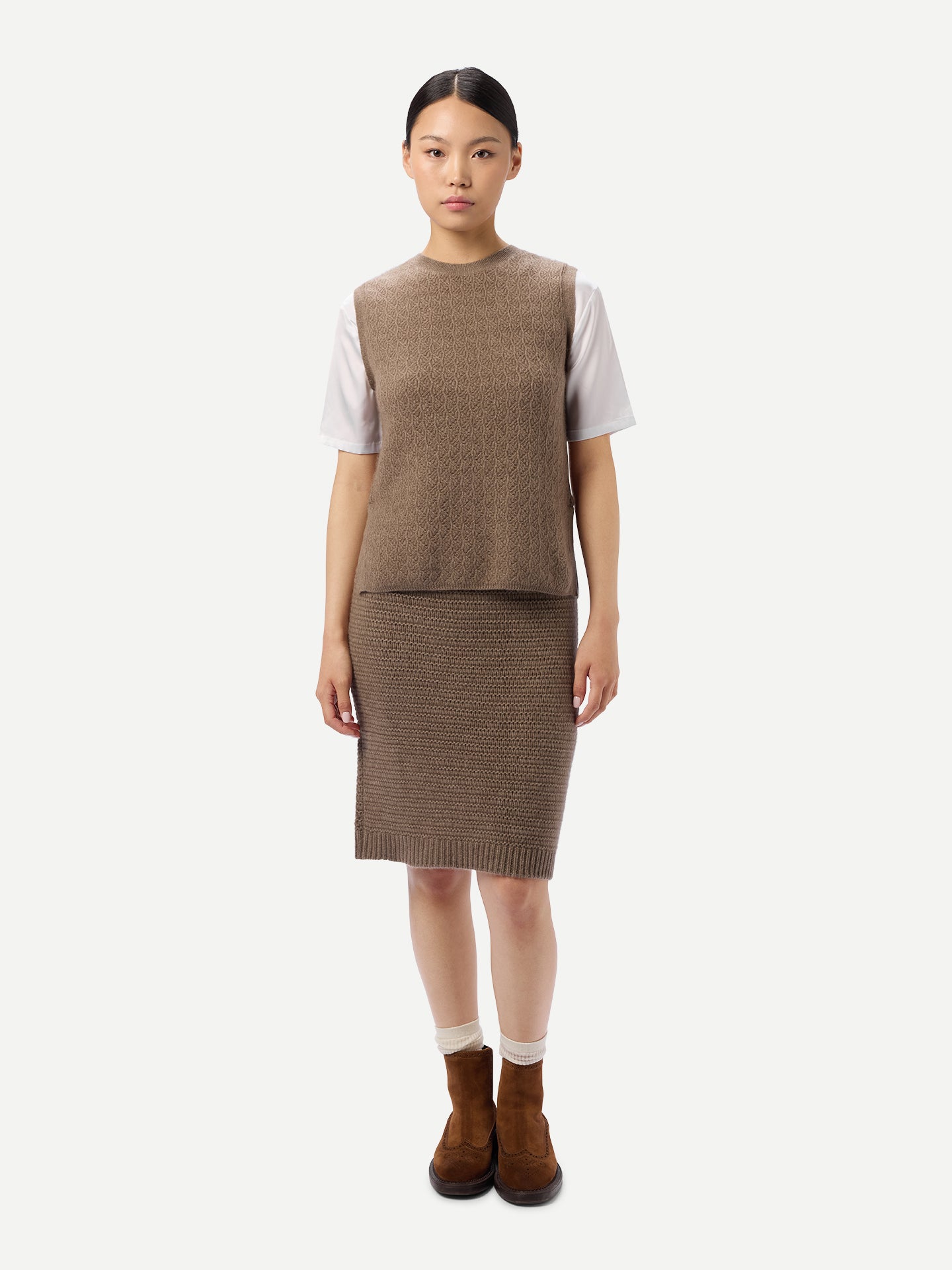 Organic Colour Cashmere Sheath Skirt