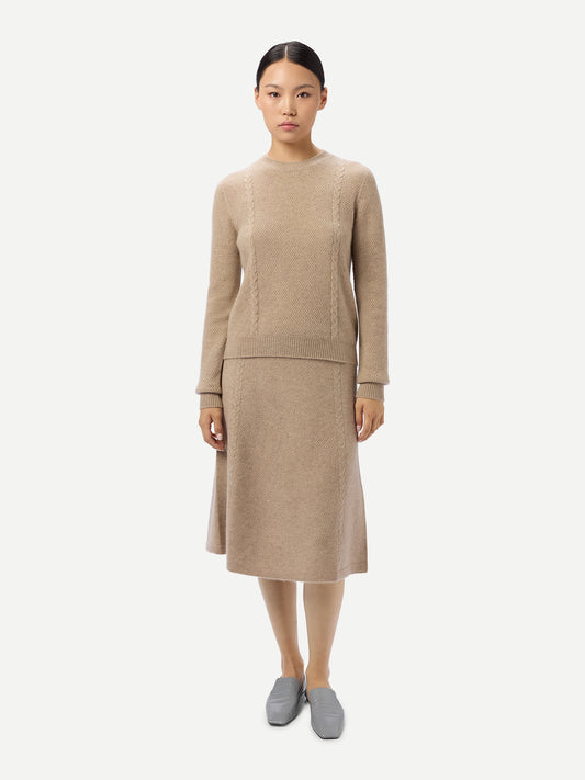 Organic Colour A-Line Cashmere Knitted Skirt Warm Grey - Gobi Cashmere
