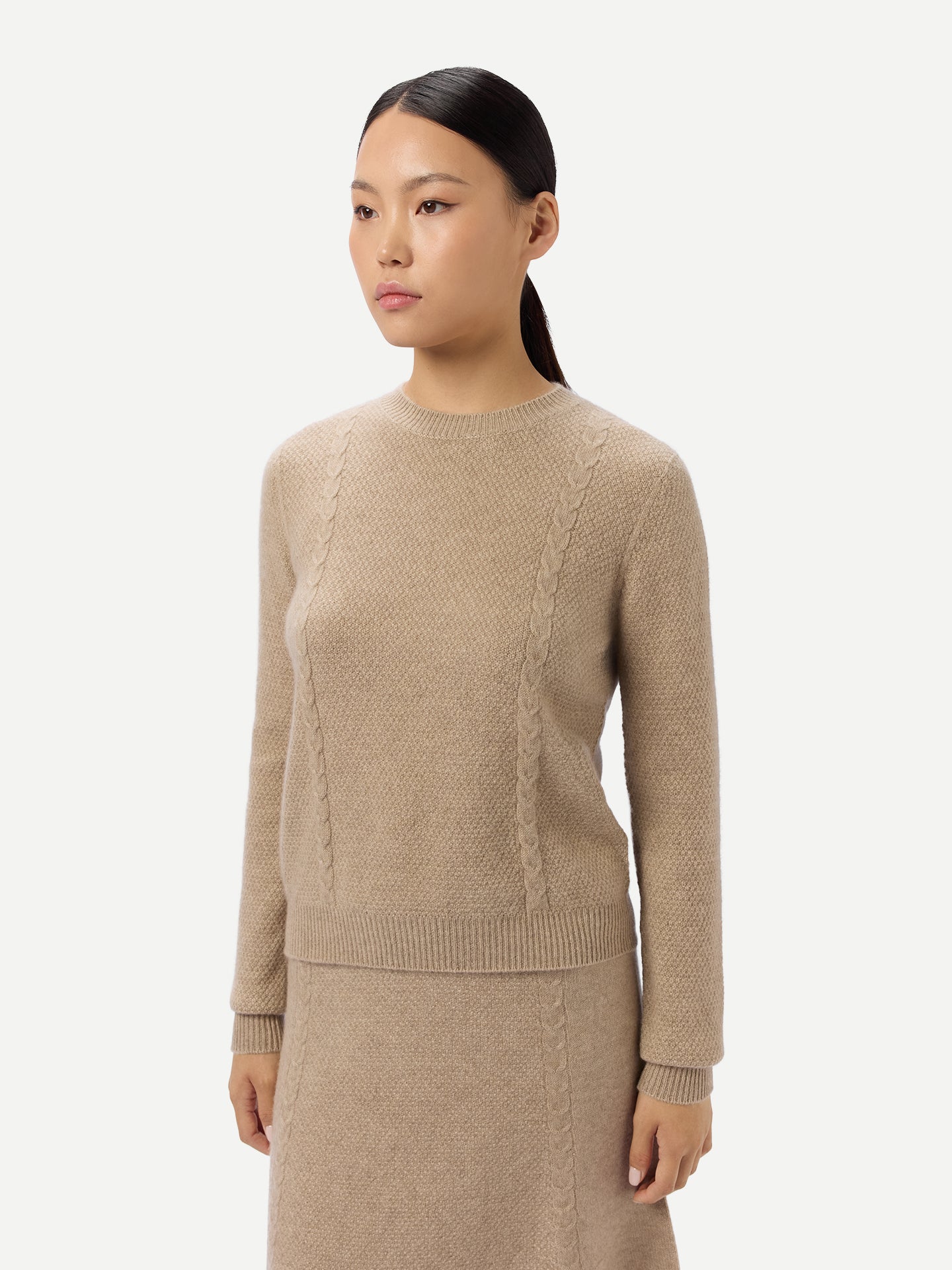 Organic Colour Cropped Crewneck Cashmere Sweater