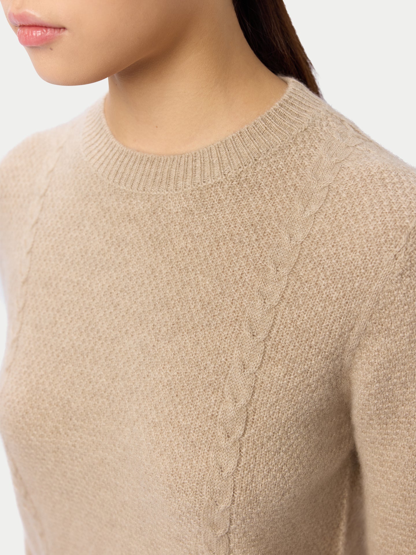 Organic Colour Cropped Crewneck Cashmere Sweater