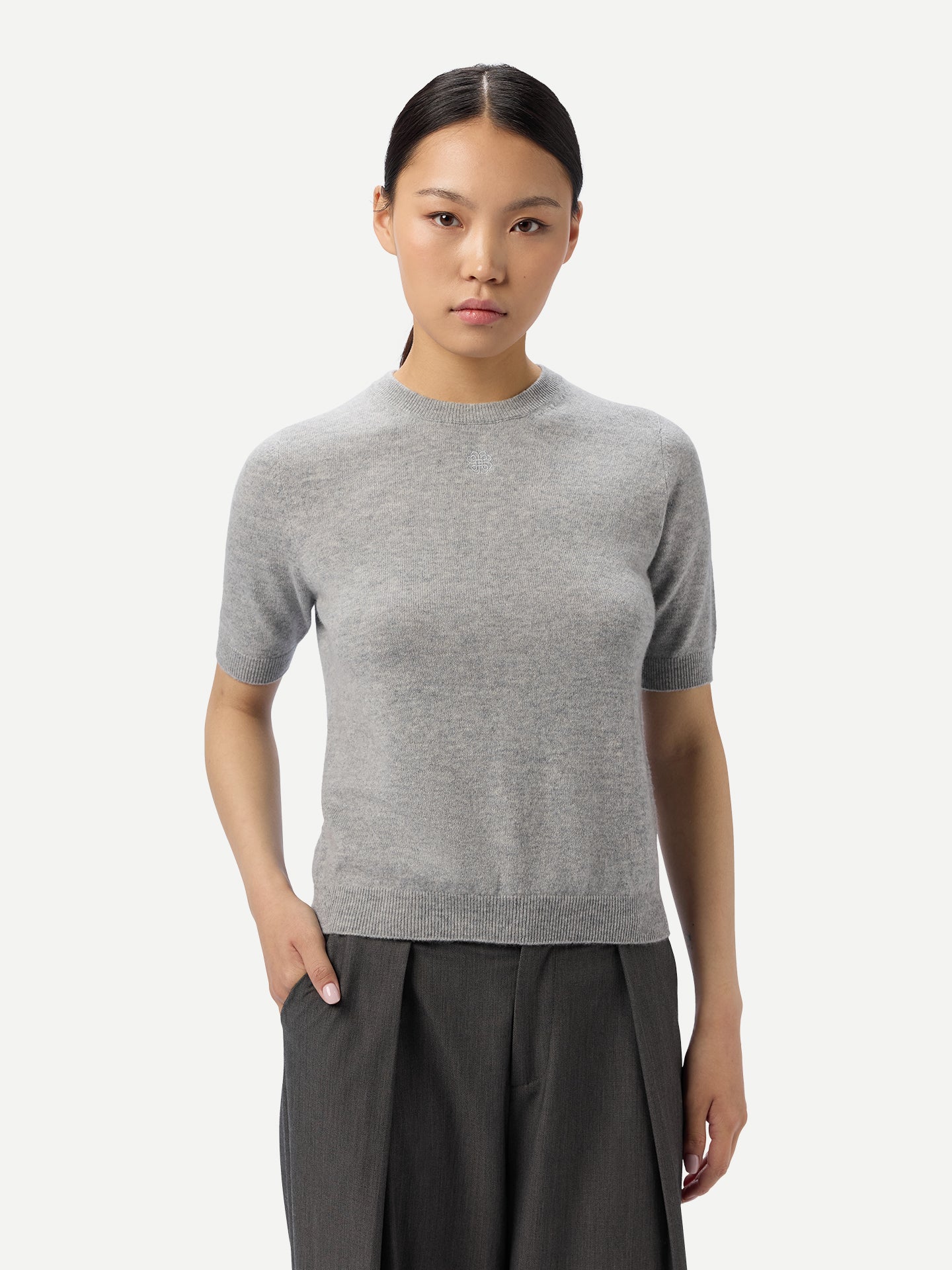 Short-Sleeve Cashmere Sweater