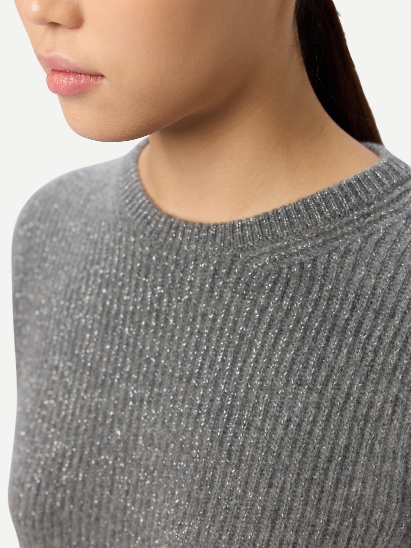 Cashmere Sweater with Detachable Collar Stone Gray - Gobi Cashmere