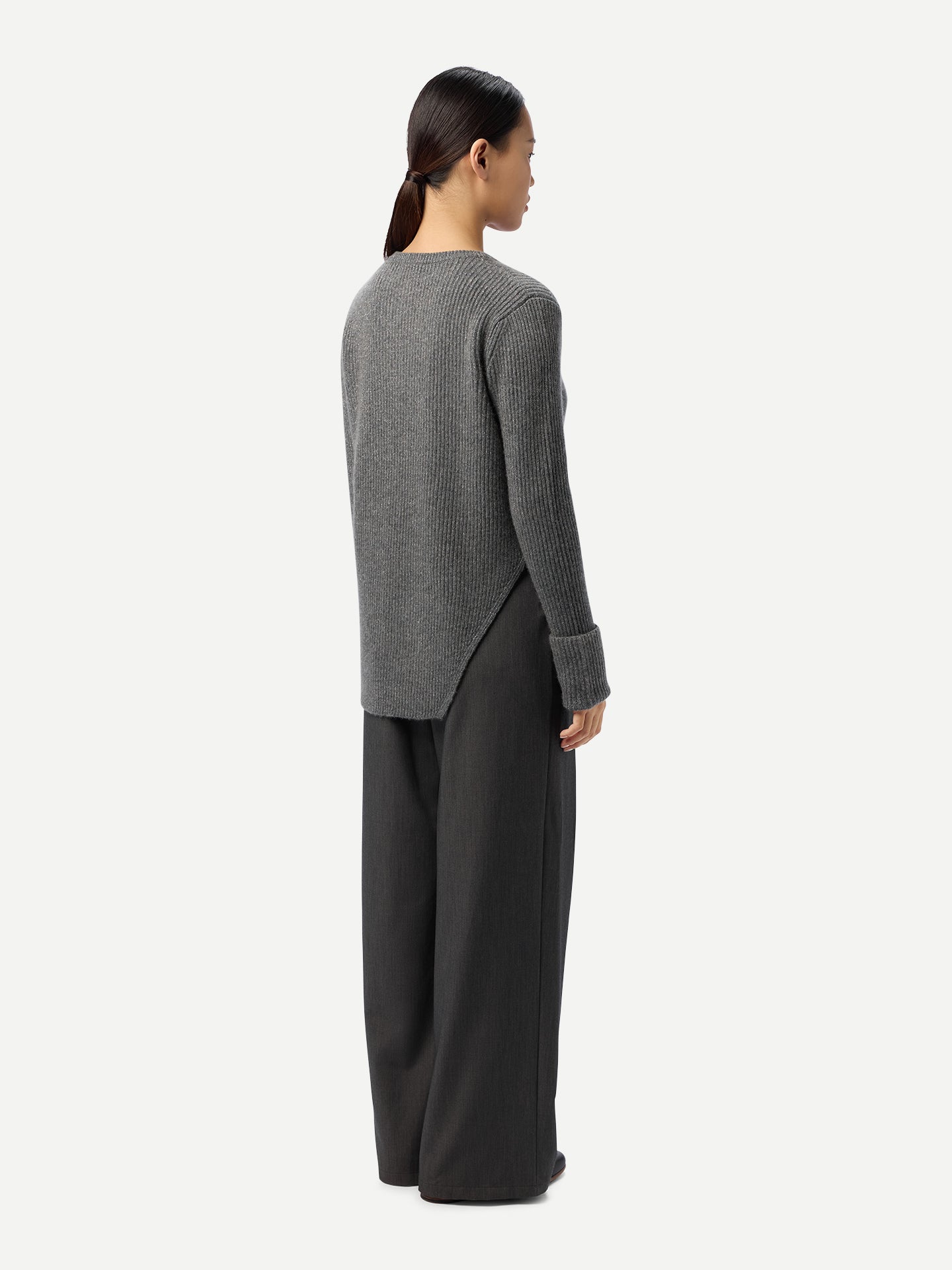 Cashmere Sweater with Detachable Collar Stone Gray - Gobi Cashmere