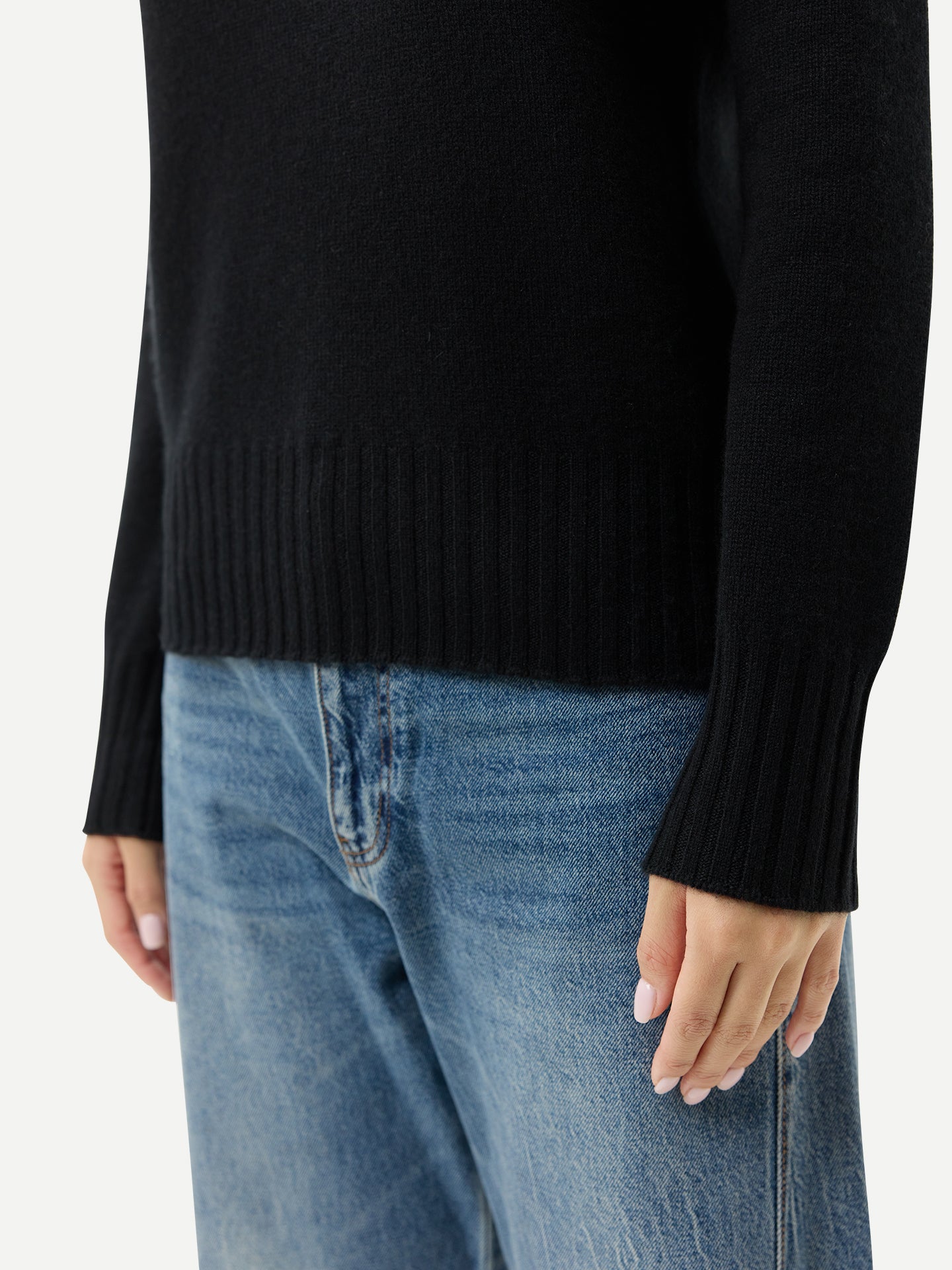 Fold-Over Turtleneck Cashmere Sweater