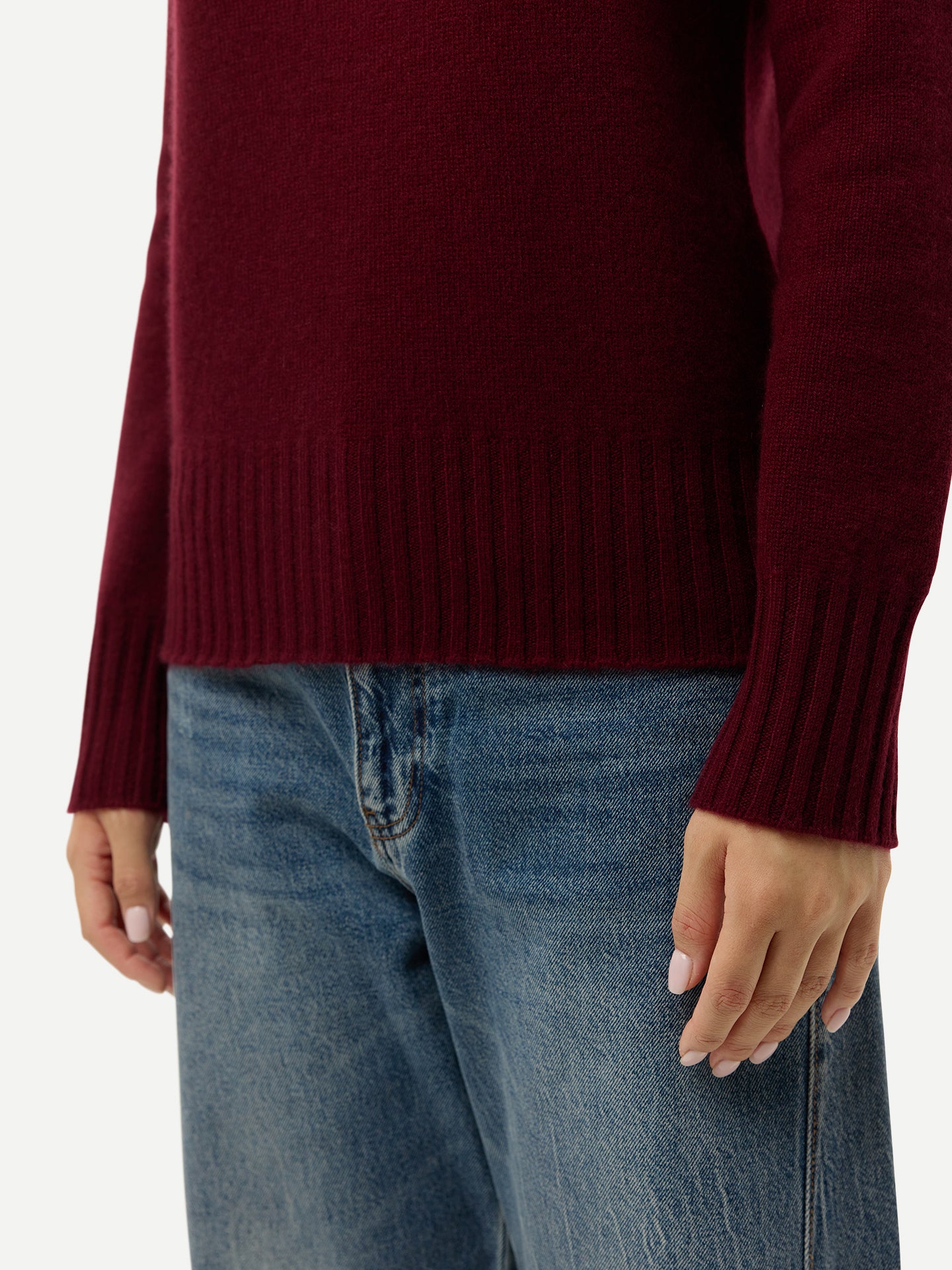 Fold-Over Turtleneck Cashmere Sweater