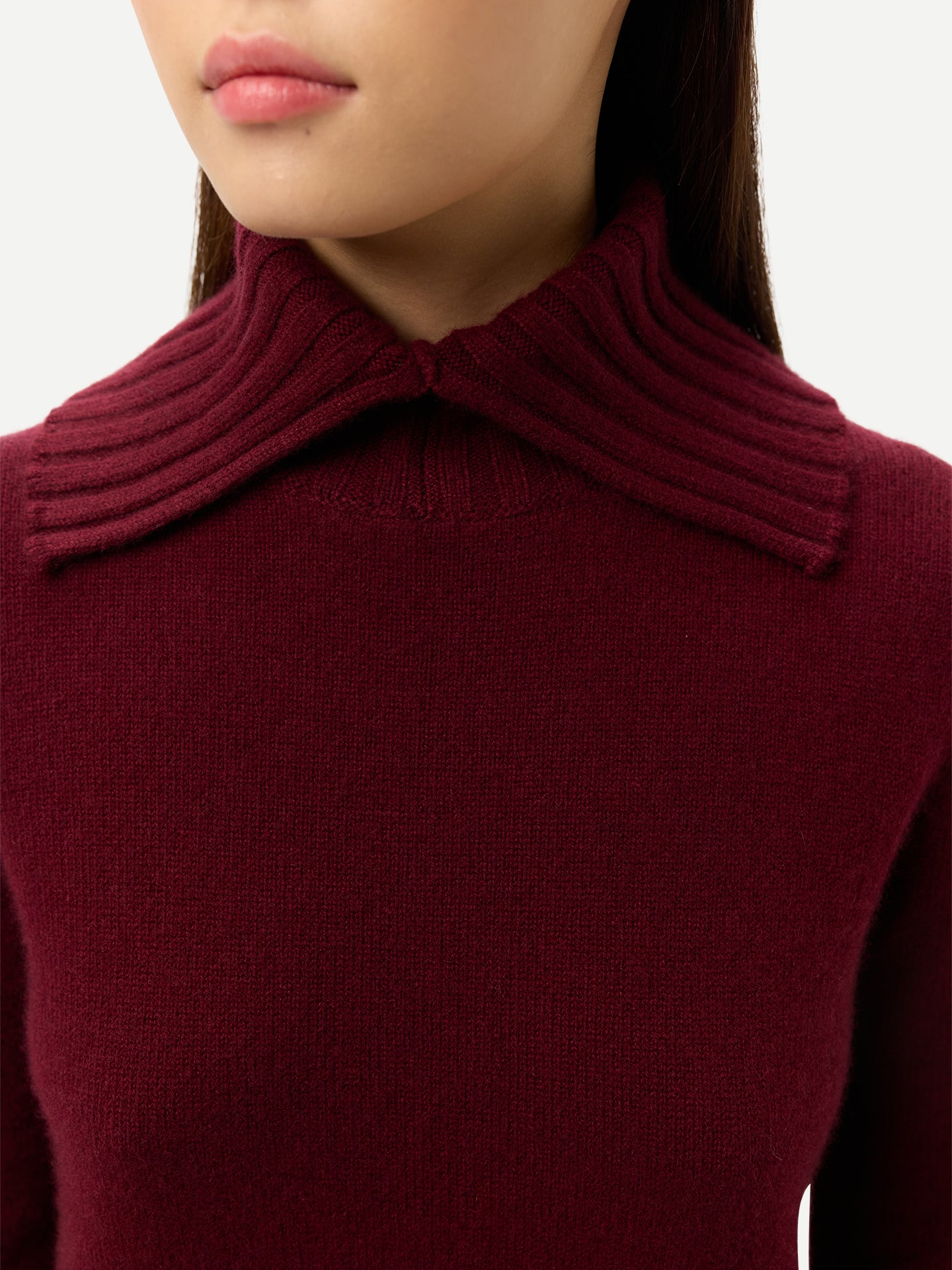 Fold-Over Turtleneck Cashmere Sweater