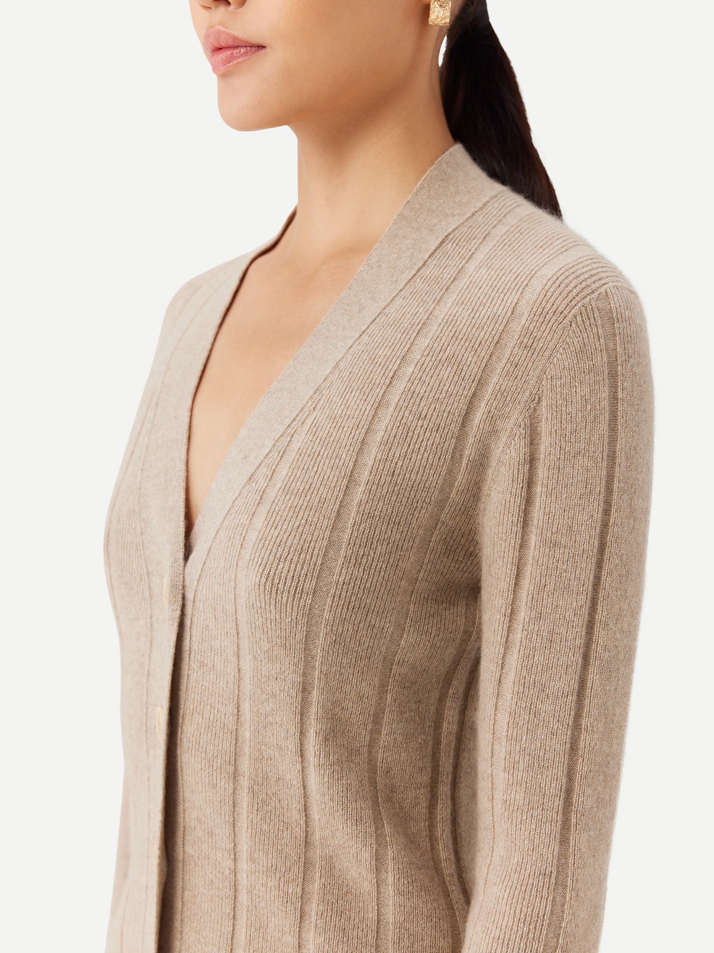 Women's Organic Button-Up Cashmere Cardigan Warm Grey - Gobi Cashmere