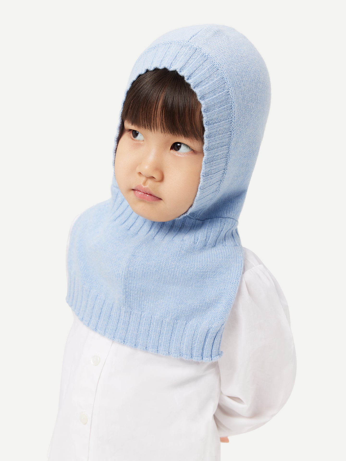 Kids Cashmere Knitted Balaclava Light Blue - Gobi Cashmere