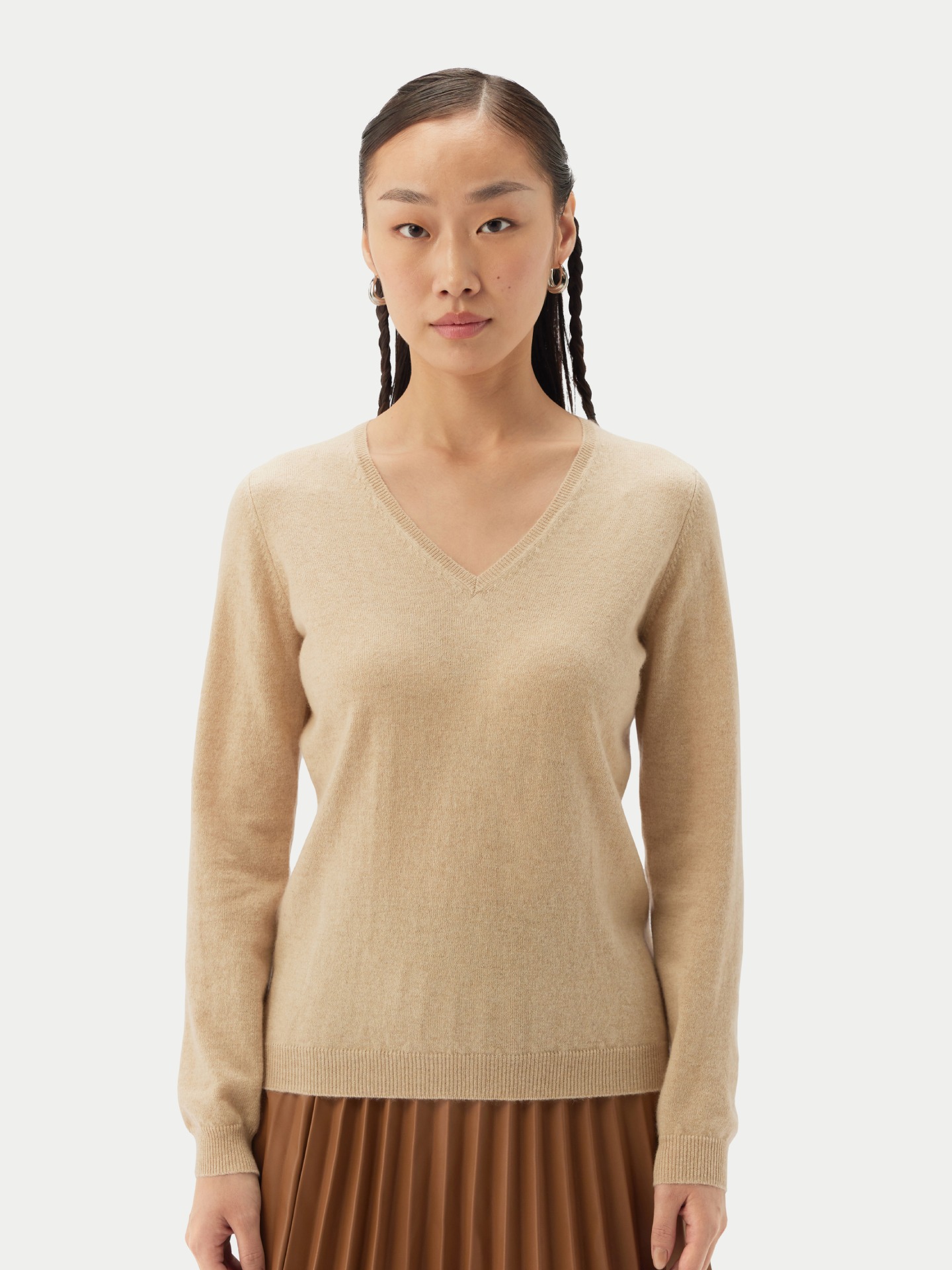 Organic Colour Essential Cashmere V-Neck Sweater