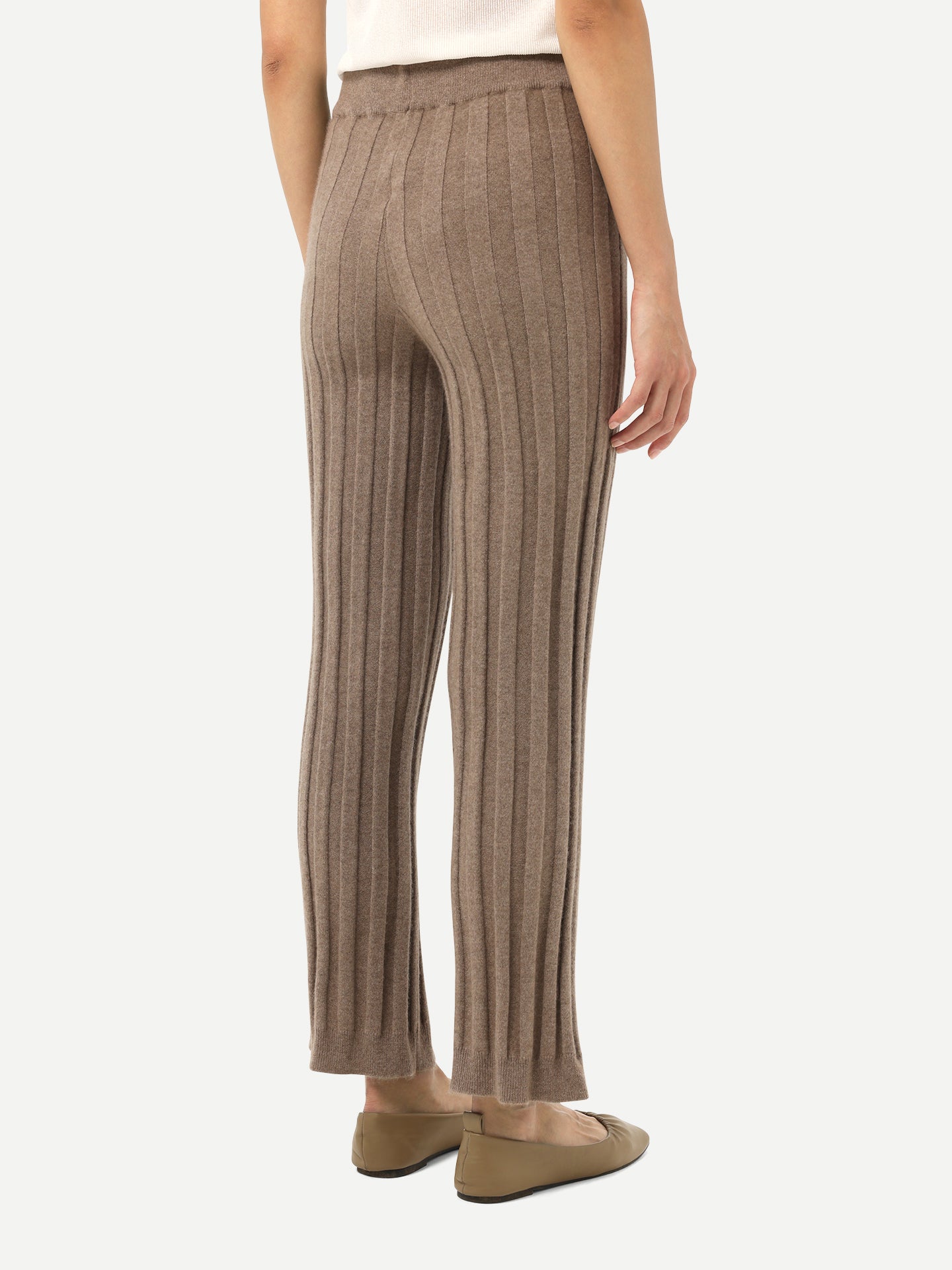 Women's Organic Textured Knit Cashmere Pants Taupe - Gobi Cashmere