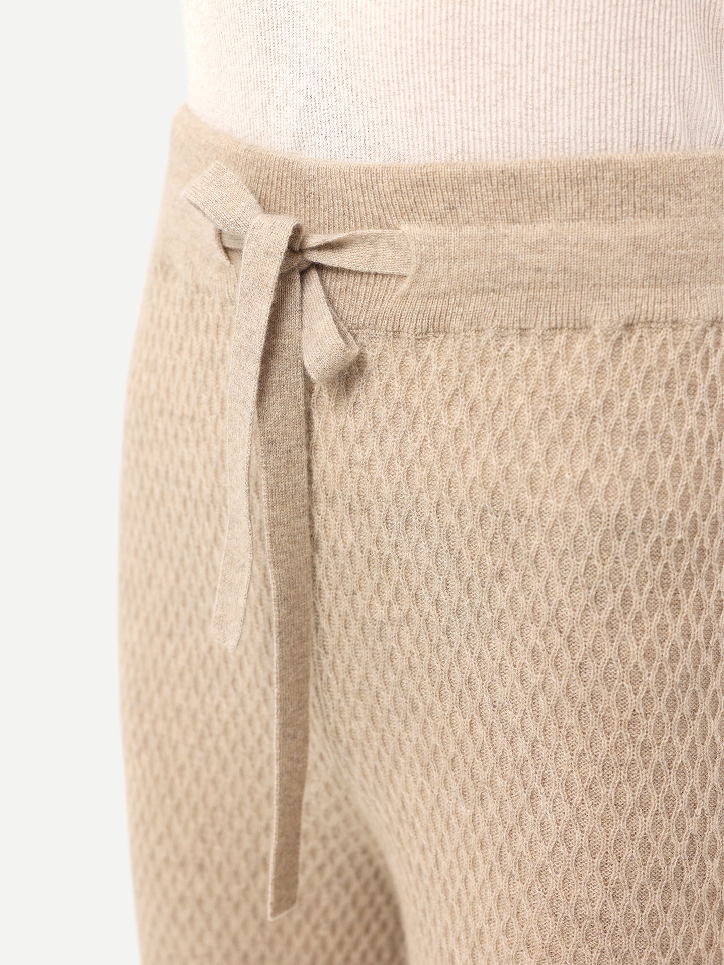 Women's Organic Textured Knit Cashmere Pants Warm Grey - Gobi Cashmere