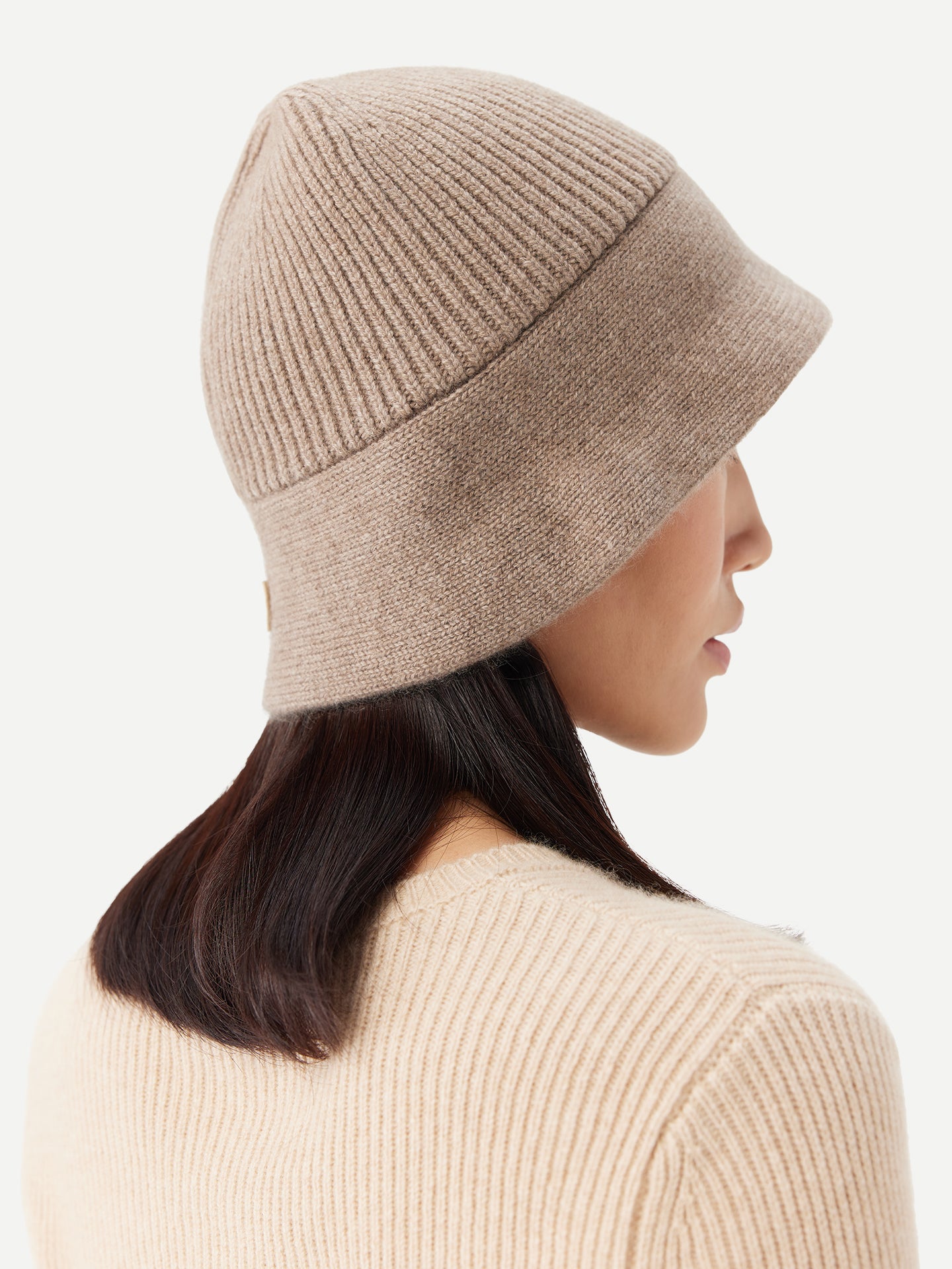 Women's Wide-Brim Cashmere Hat Taupe - Gobi Cashmere