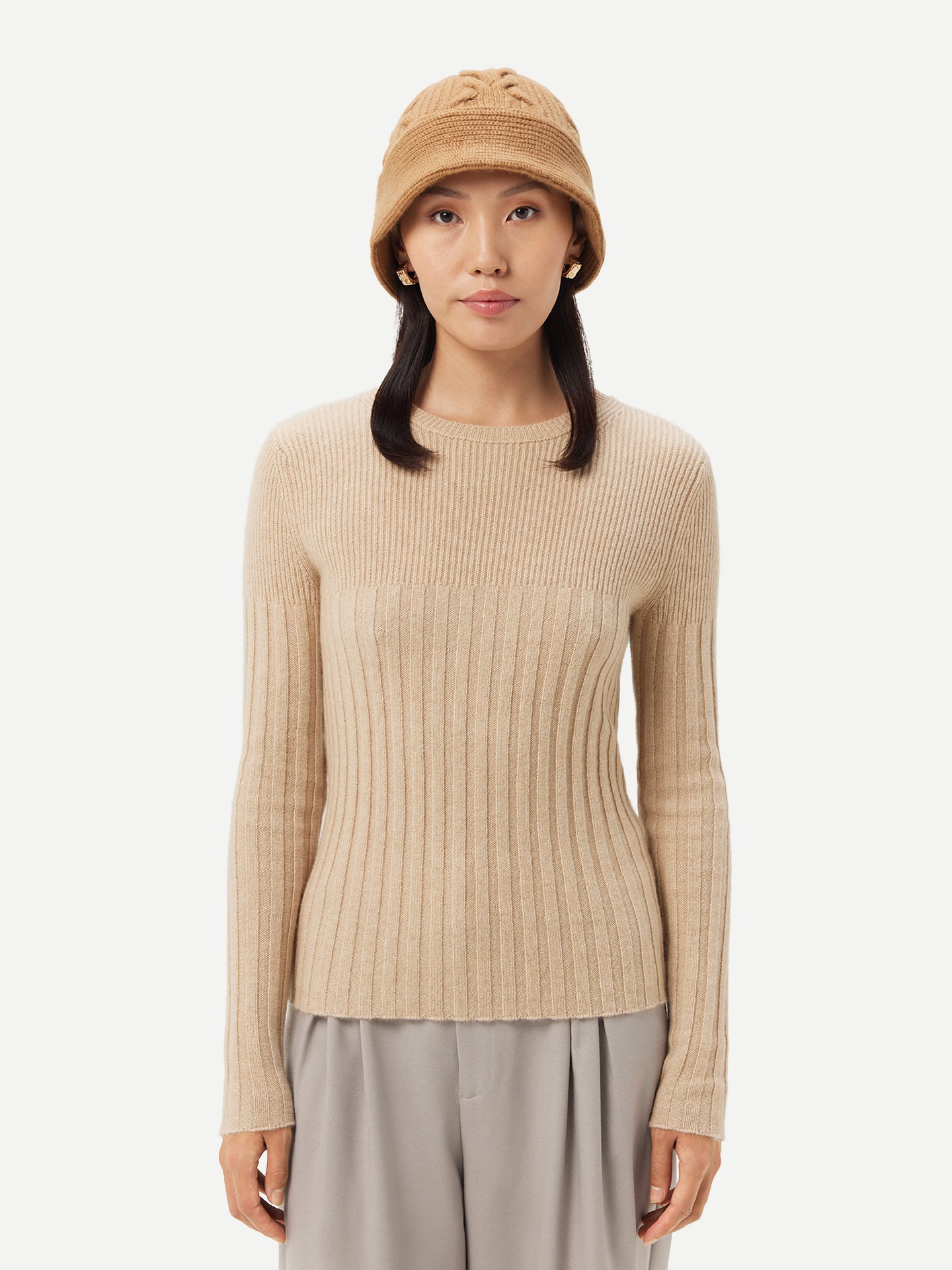 Women's Cashmere Bucket Hat Almond - Gobi Cashmere