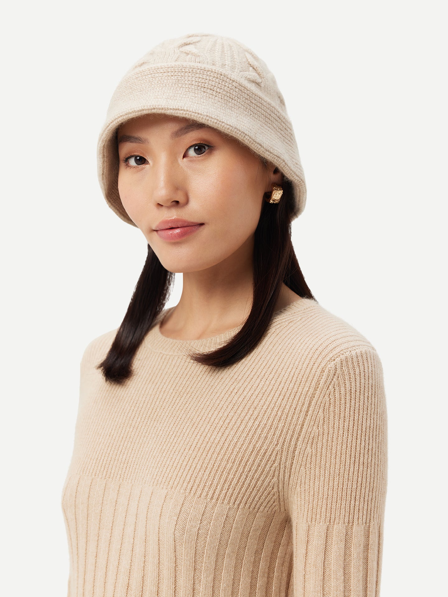 Women's Organic Cashmere Bucket Hat Warm Grey - Gobi Cashmere