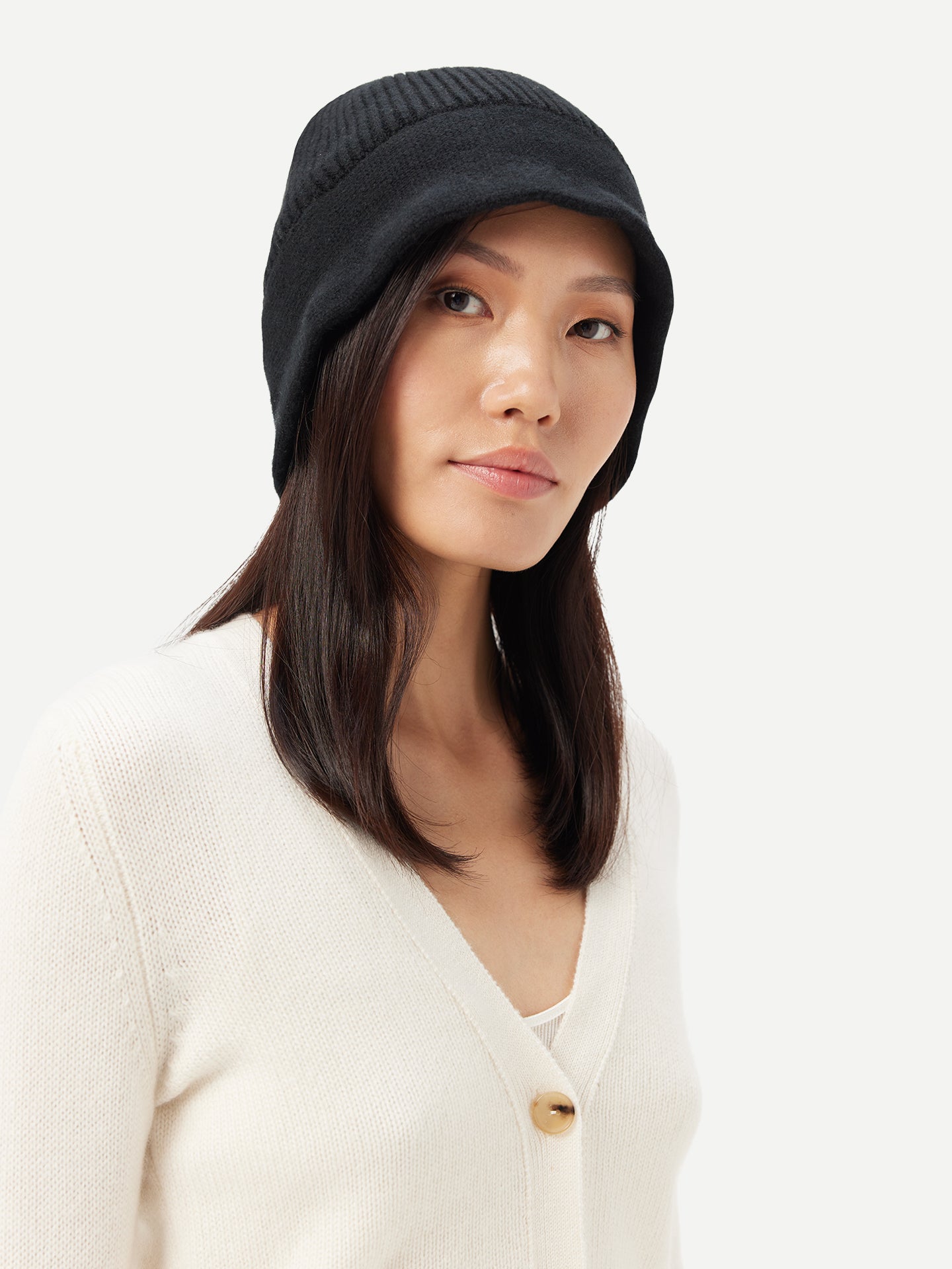 Women's Wide-Brim Cashmere Hat Black - Gobi Cashmere