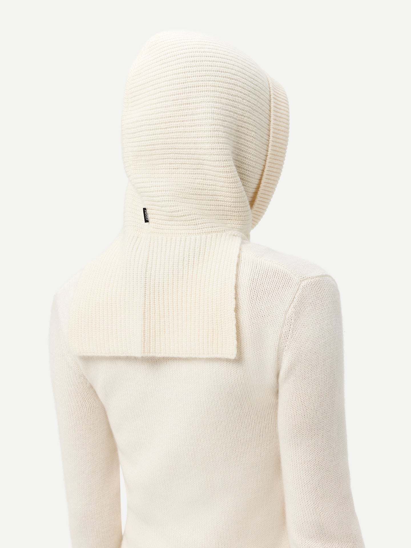 Women's Cashmere Cable-Knit Cashmere Hood White - Gobi Cashmere