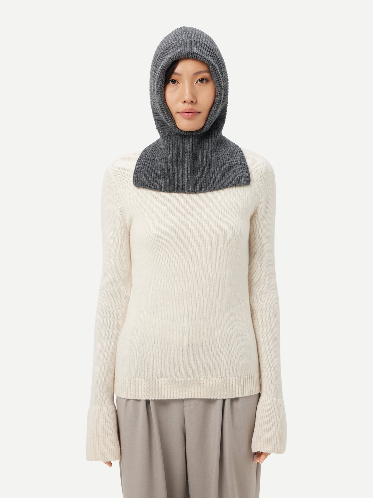 Women's Cashmere Cable-Knit Cashmere Hood Plum Kitten - Gobi Cashmere