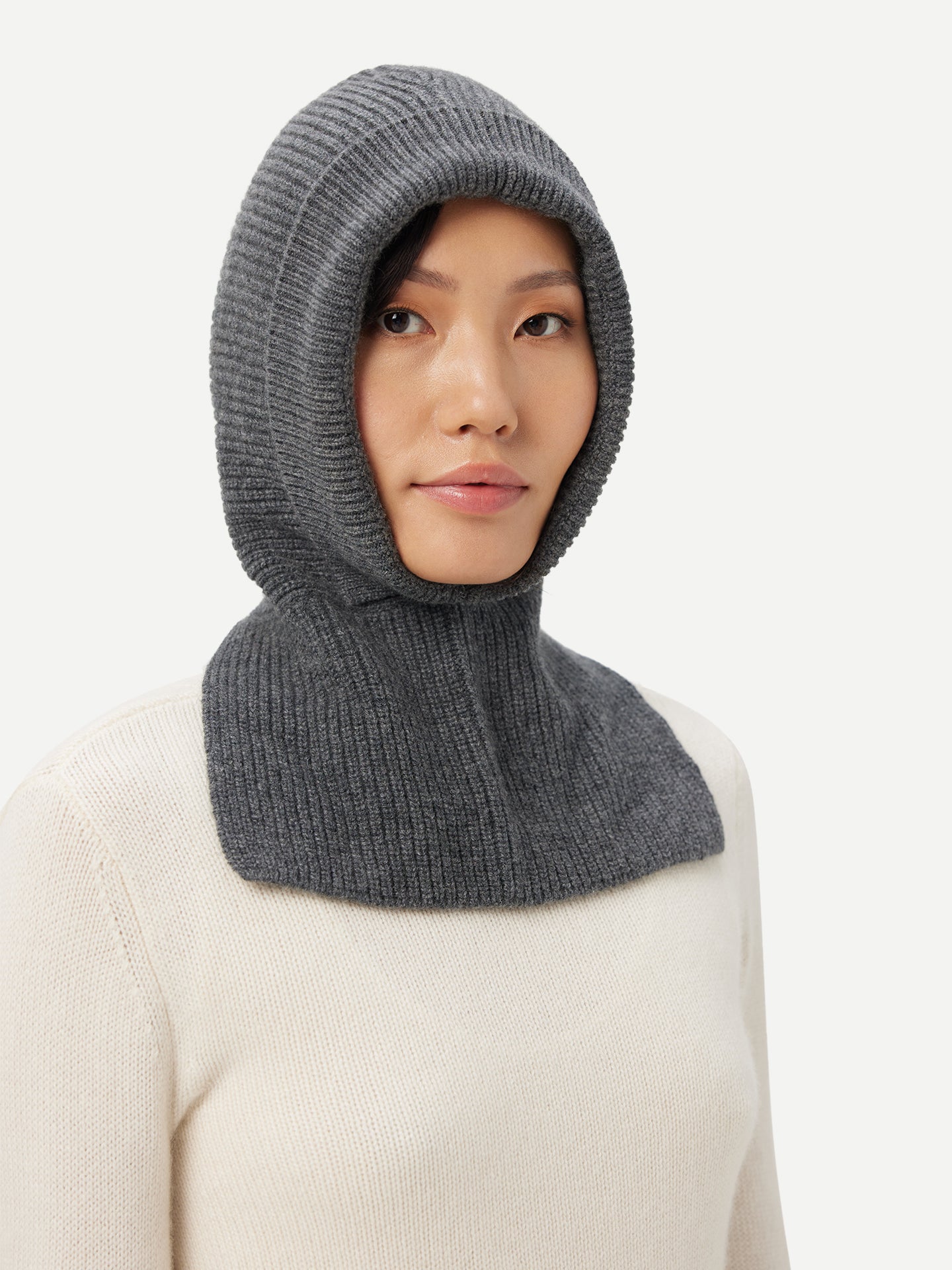 Women's Cashmere Cable-Knit Cashmere Hood Plum Kitten - Gobi Cashmere