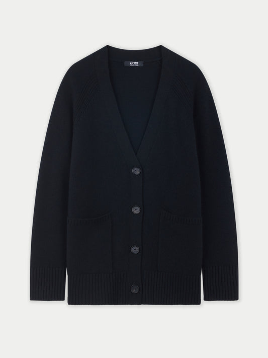 Relaxed-Fit Cashmere Cardigan Black - Gobi Cashmere