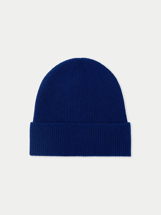 Women's Cashmere Rib Knit Beanie Navy - GOBI Cashmere