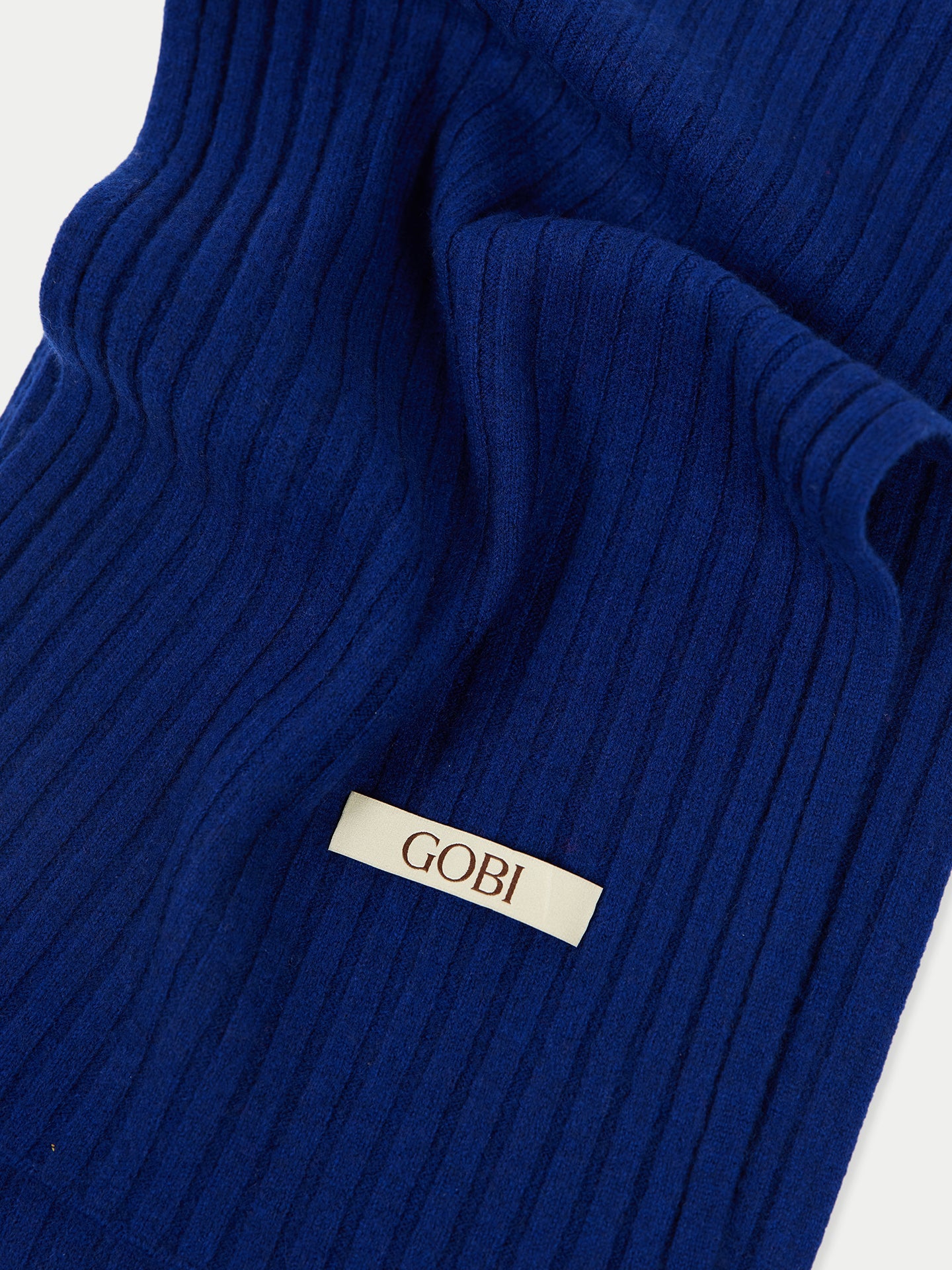 Unisex Cashmere Rib Knit Scarf Deep Cobalt - Gobi Cashmere 