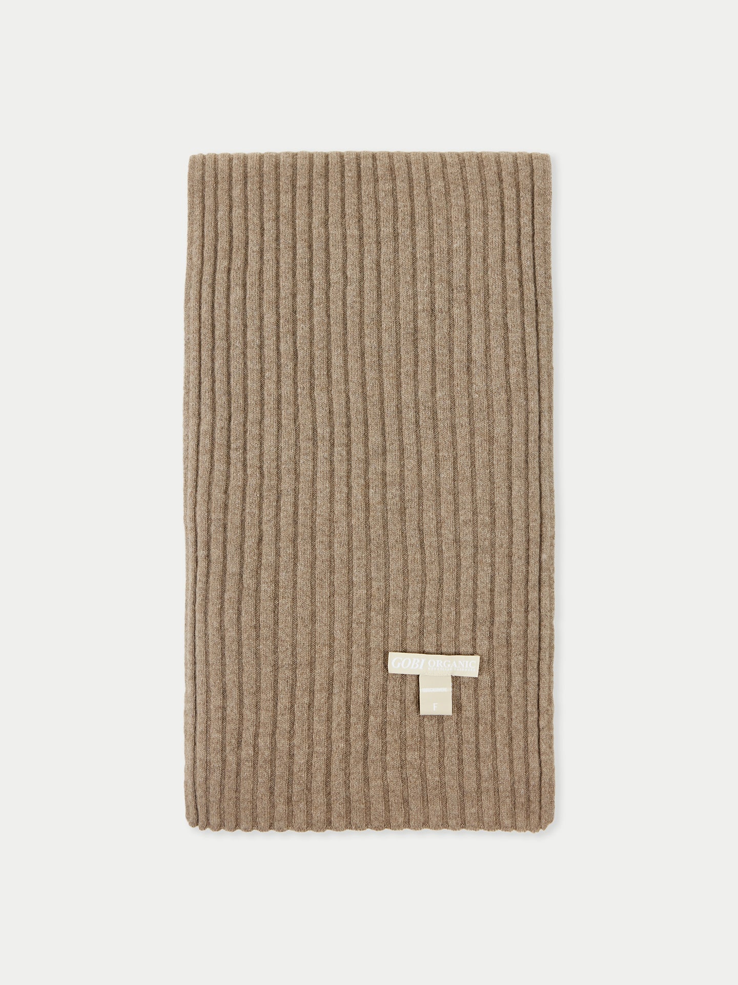 Unisex Organic Cashmere Rib Knit Scarf Taupe - Gobi Cashmere 