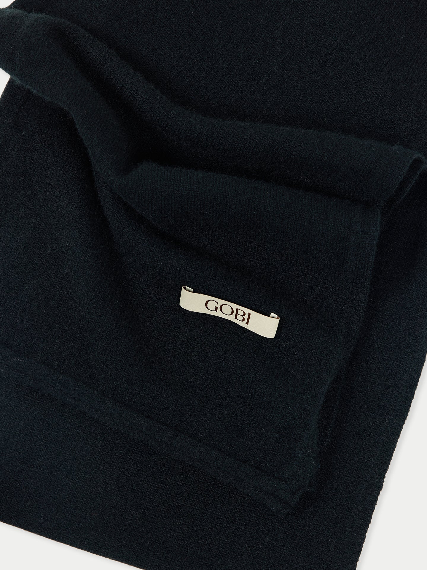 Unisex Cashmere Jersey Knit Scarf Black - Gobi Cashmere 